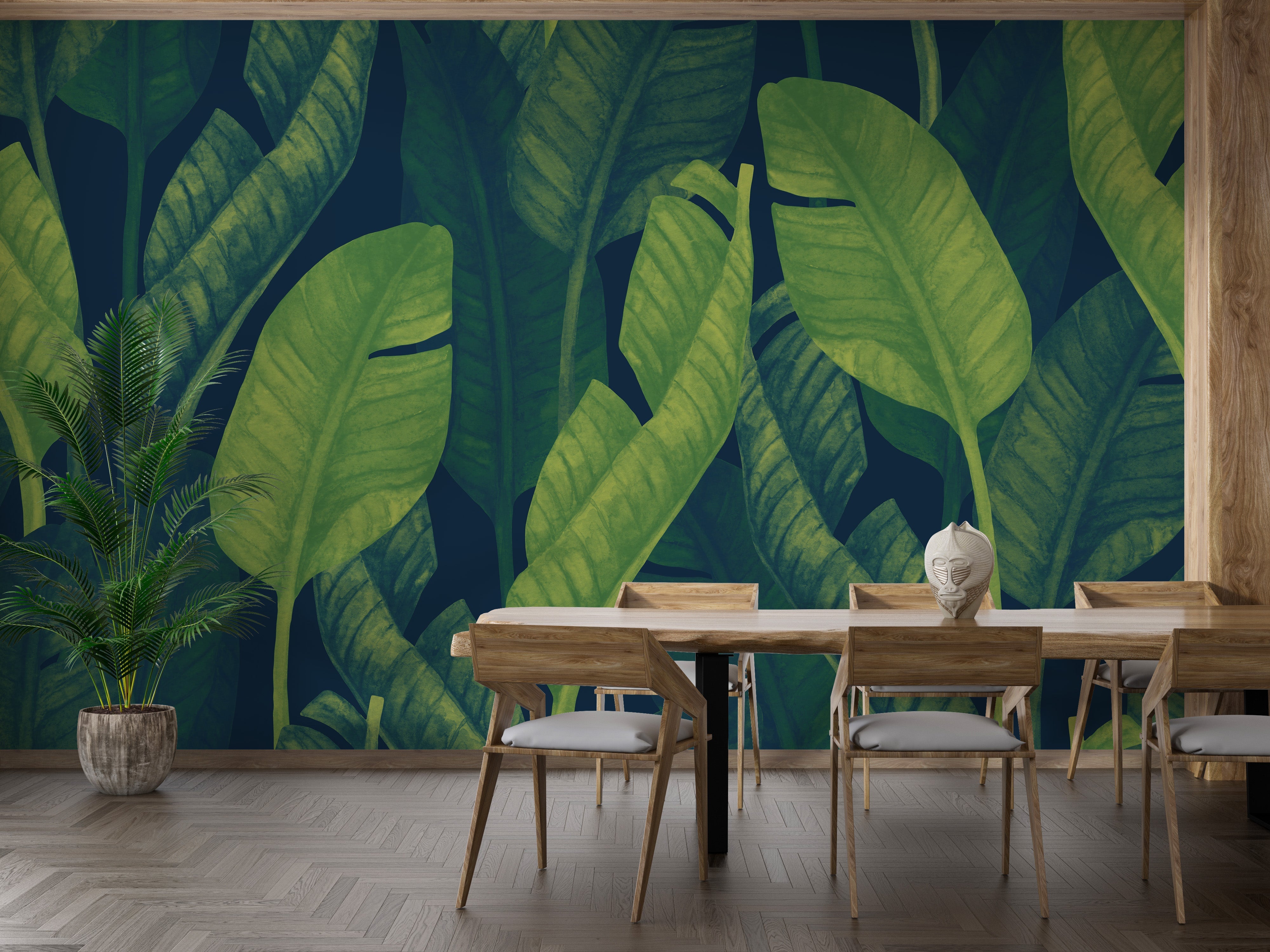 Deep Green Banana leaf wallpaper mural - Giffywalls