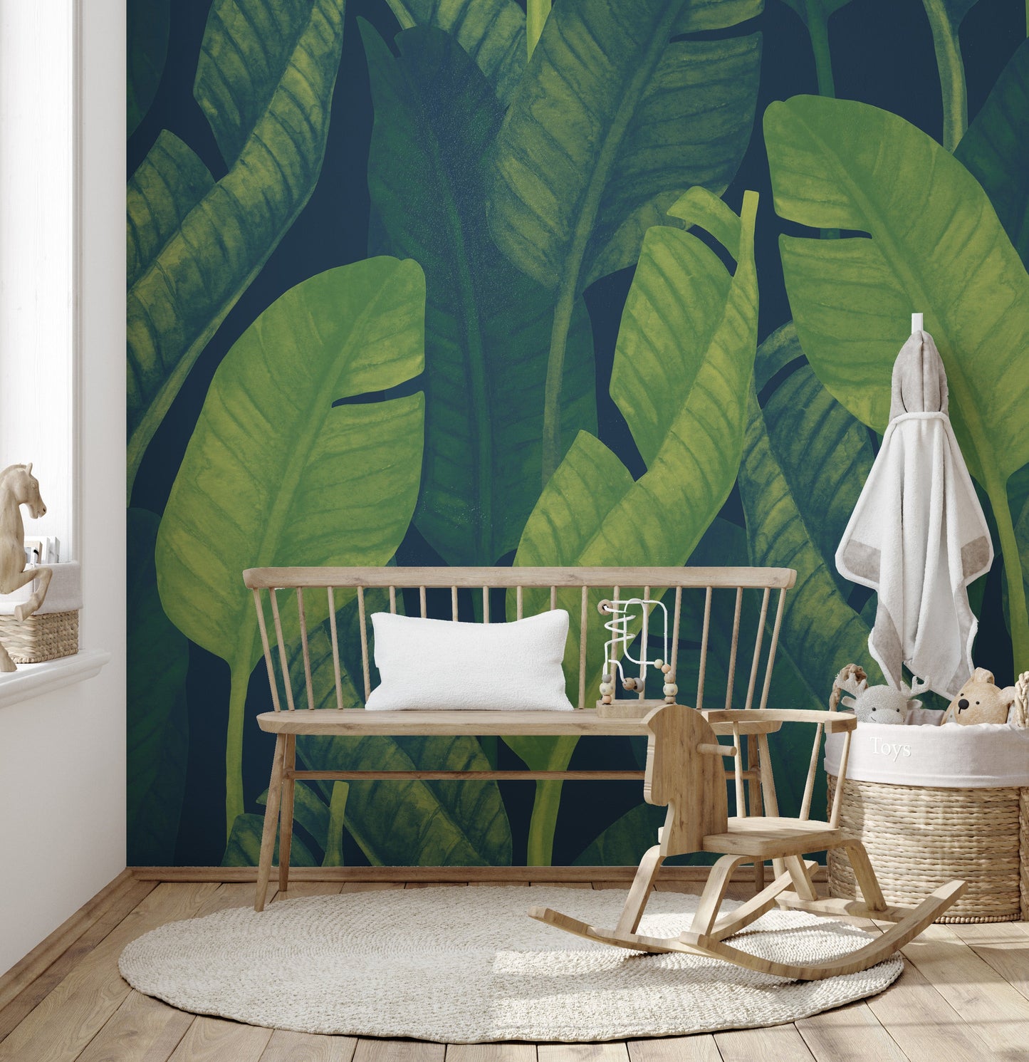 Deep Green Banana leaf wallpaper mural - Giffywalls