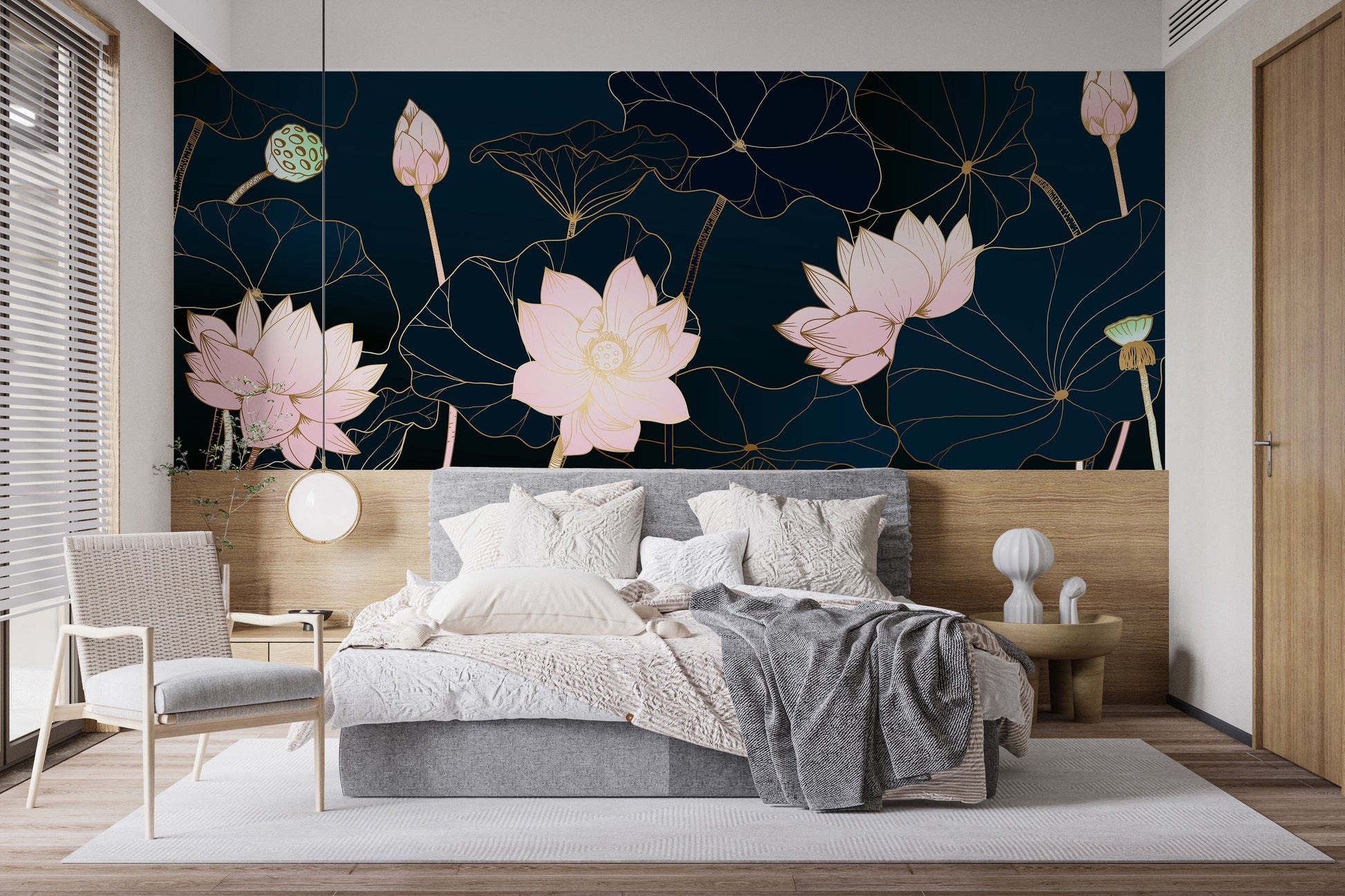 Golden Lotus Wallpaper Mural - Giffywalls