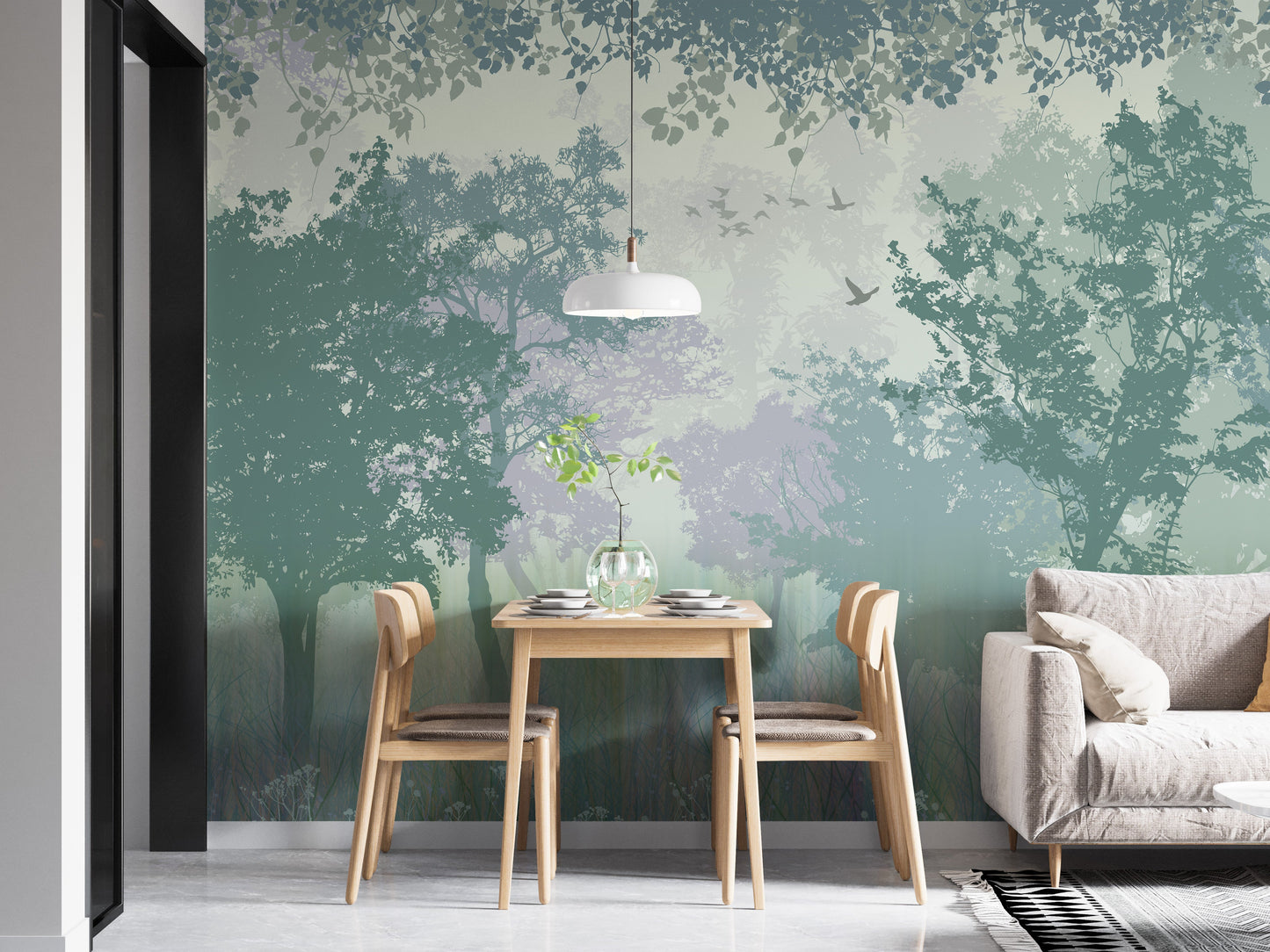 Forest Green Wallpaper with Serene Herons - Giffywalls