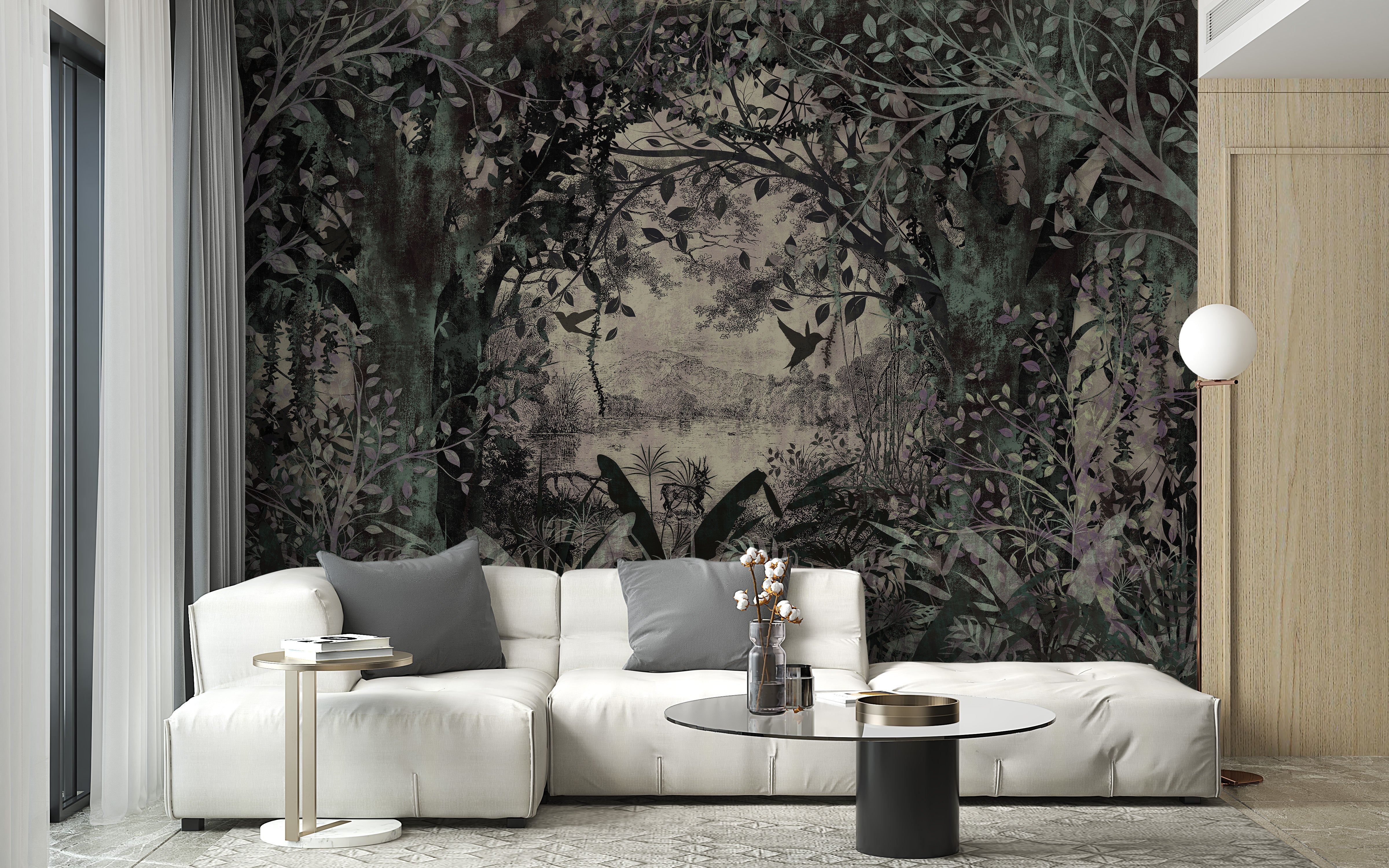 Dense forest with a dusky green Wallpaper Murals - Giffywalls