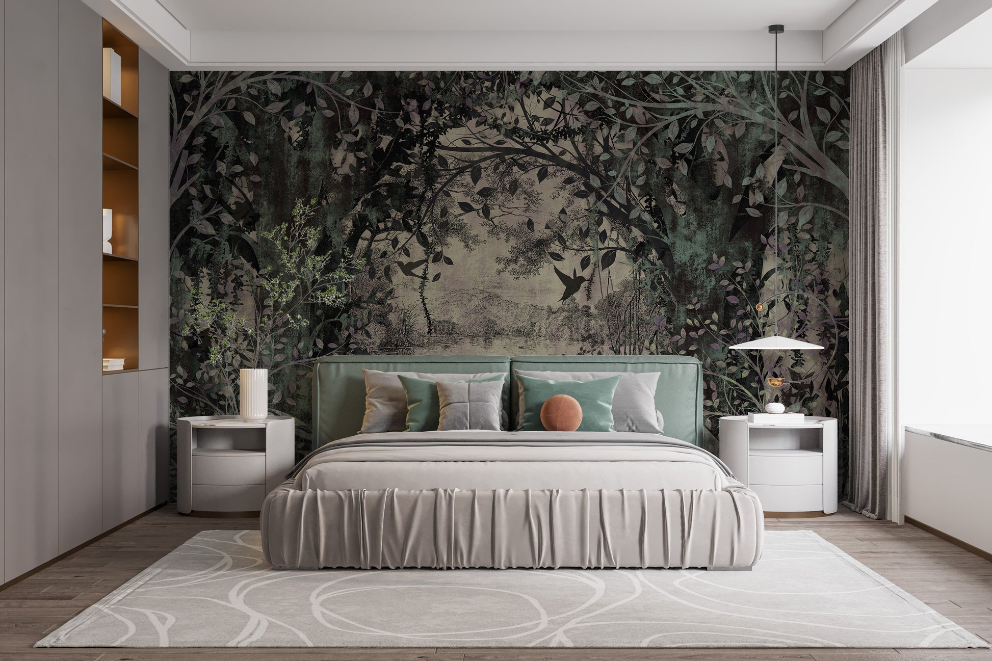 Dense forest with a dusky green Wallpaper Murals - Giffywalls