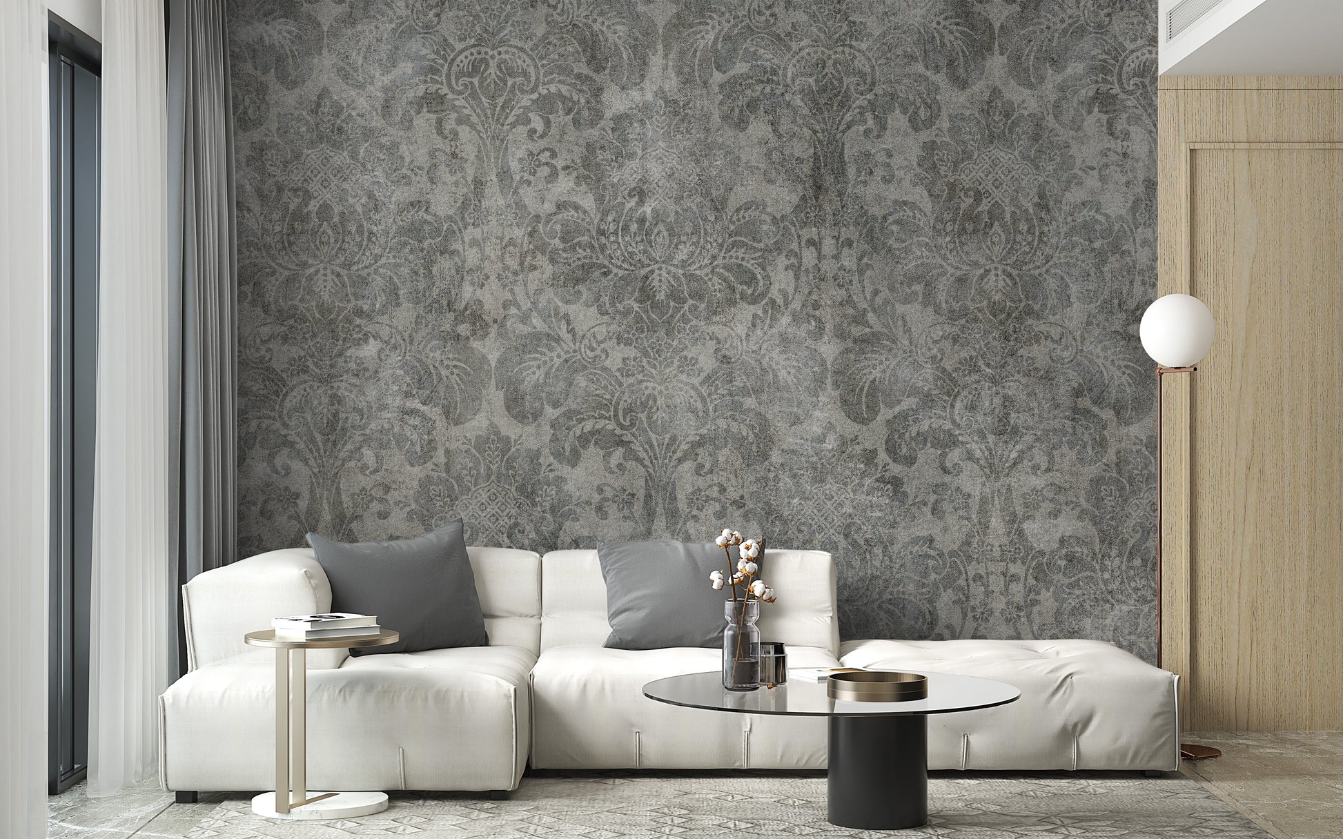 Damask Wallpaper for Walls in Baroque Style - Giffywalls