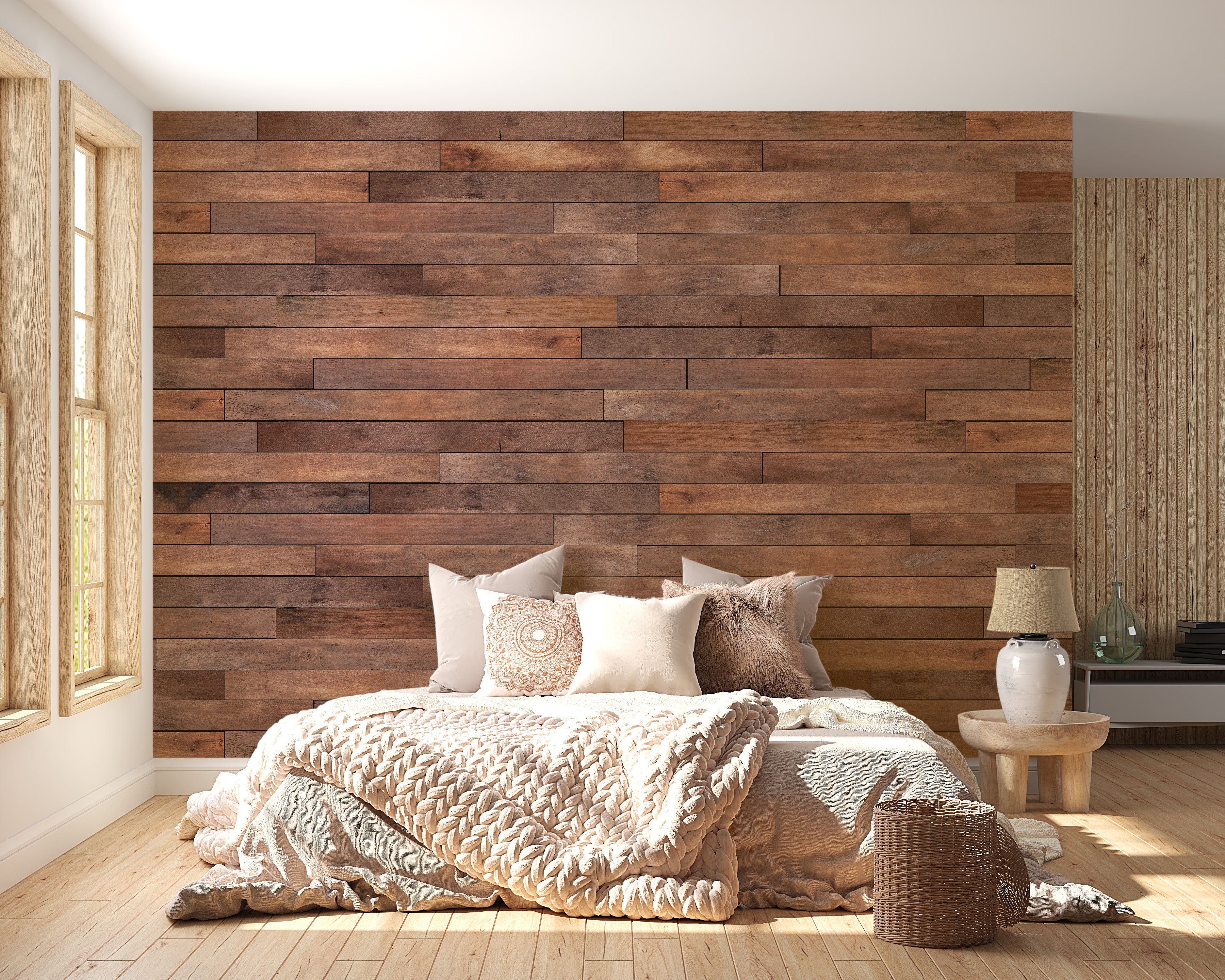 Brown Wooden Panels Wallpaper Mural - Giffywalls