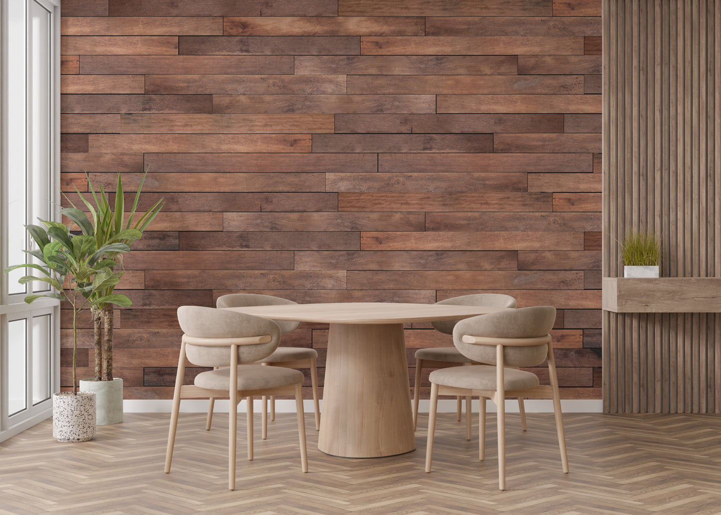 Brown Wooden Panels Wallpaper Mural - Giffywalls