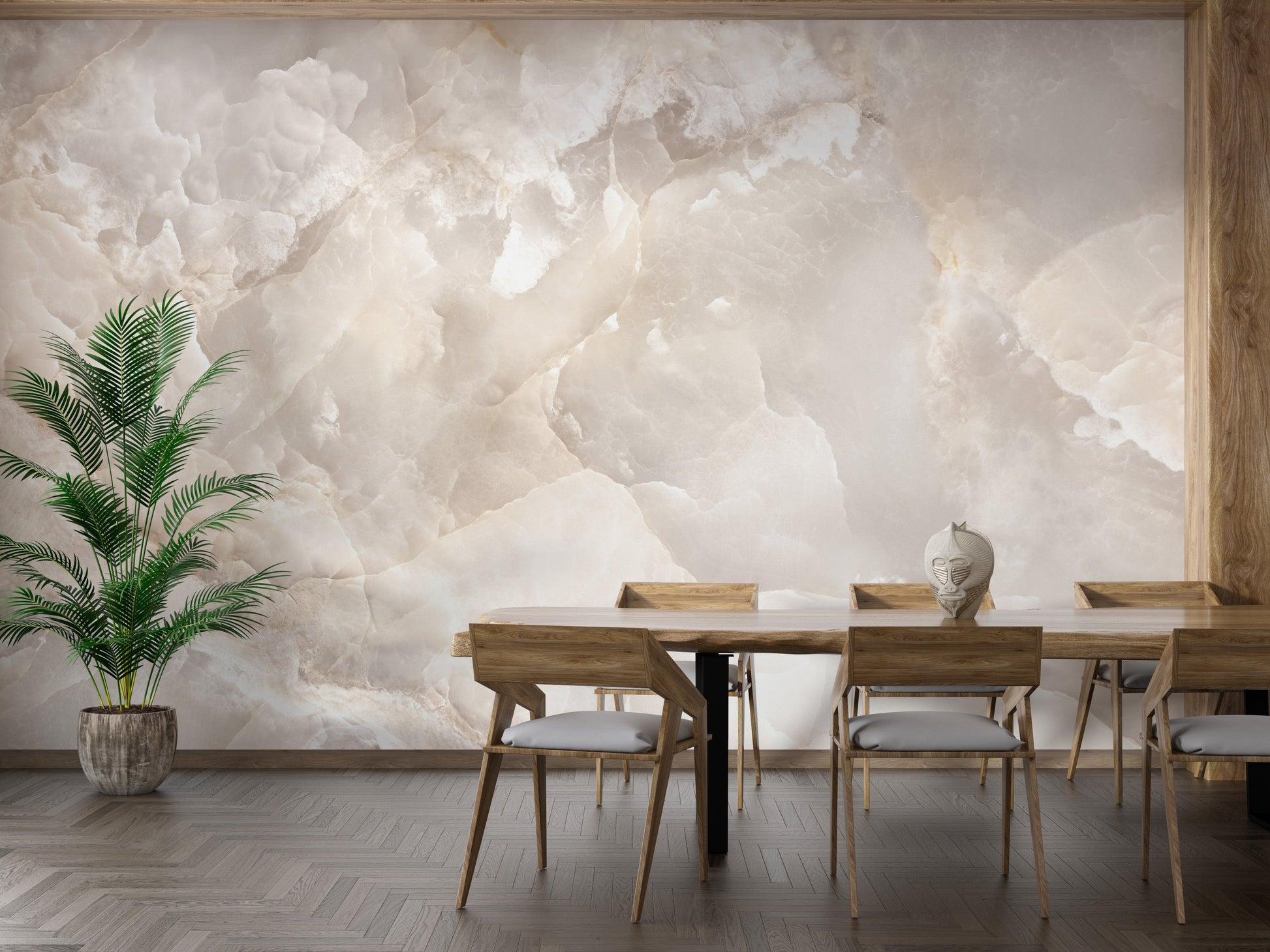 Luxury Beige Onyx Marble Design Wallpaper - Giffywalls