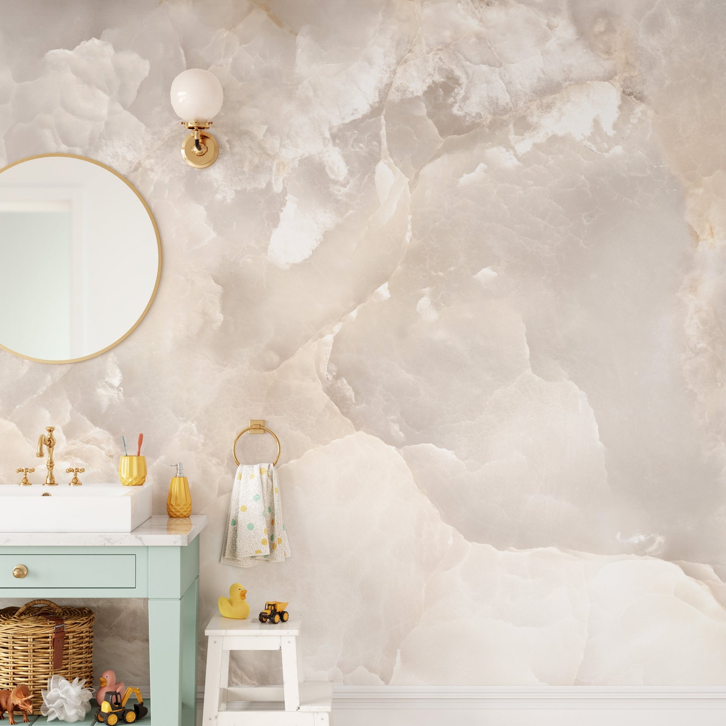 Trendy beige onyx mural wallpaper for rooms
