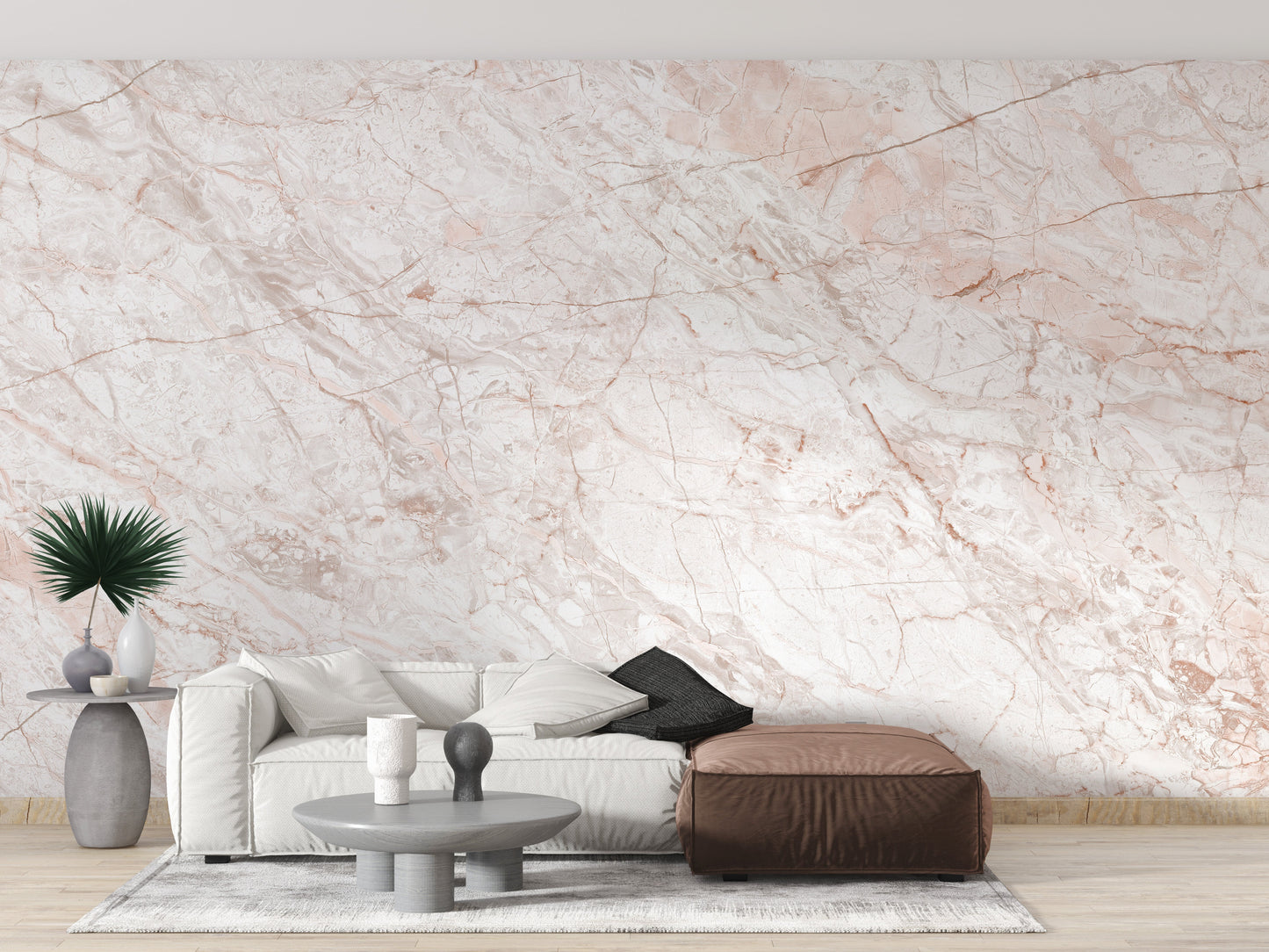 Trendy metallic pink gold marble mural wallpaper
