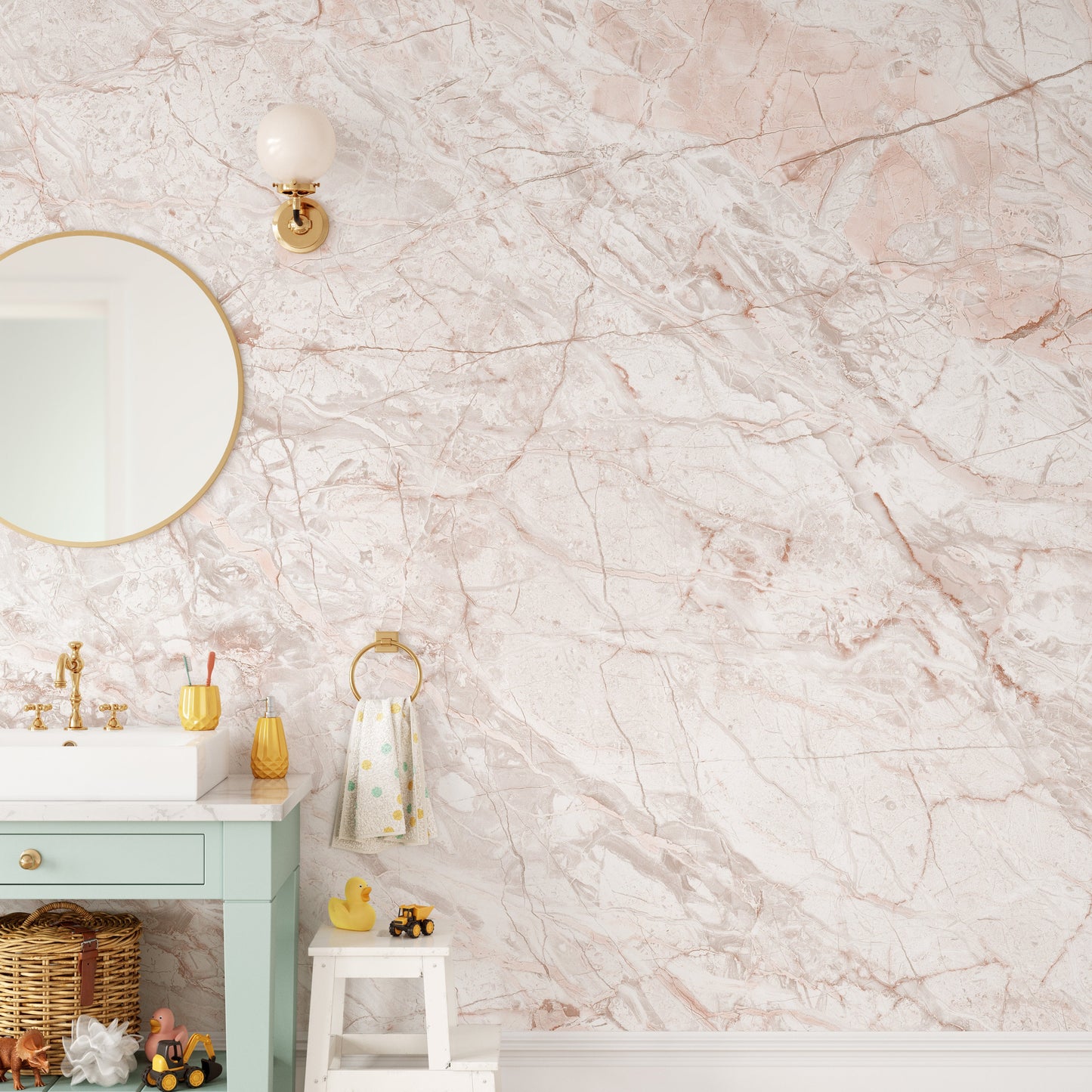 Pink Gold Marble Metallic Wallpaper Mural - Giffywalls