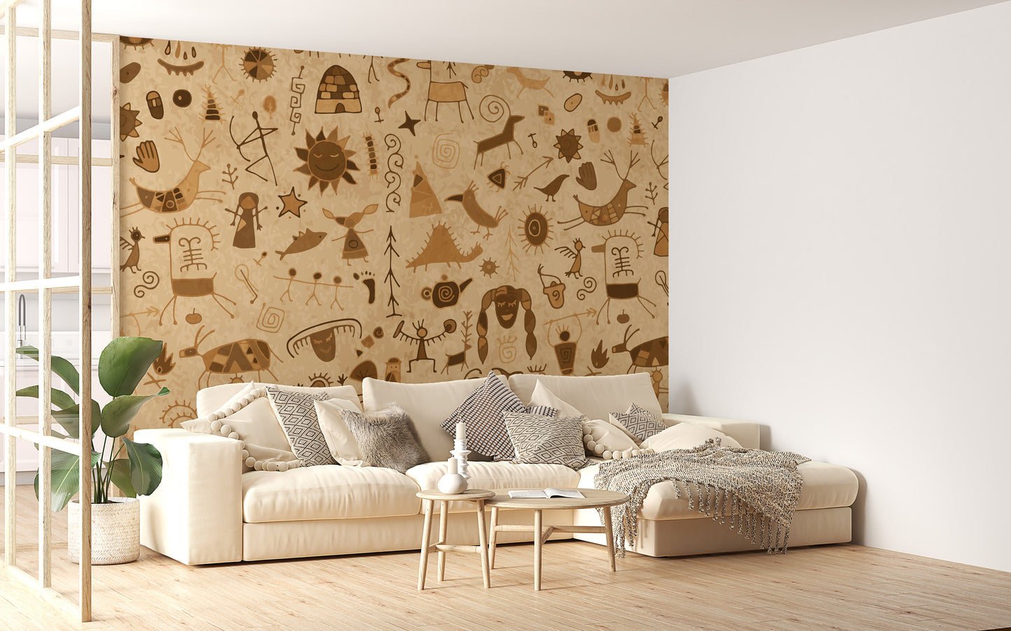 Old Warli Art Rock Painting Wallpaper Murals - Giffywalls