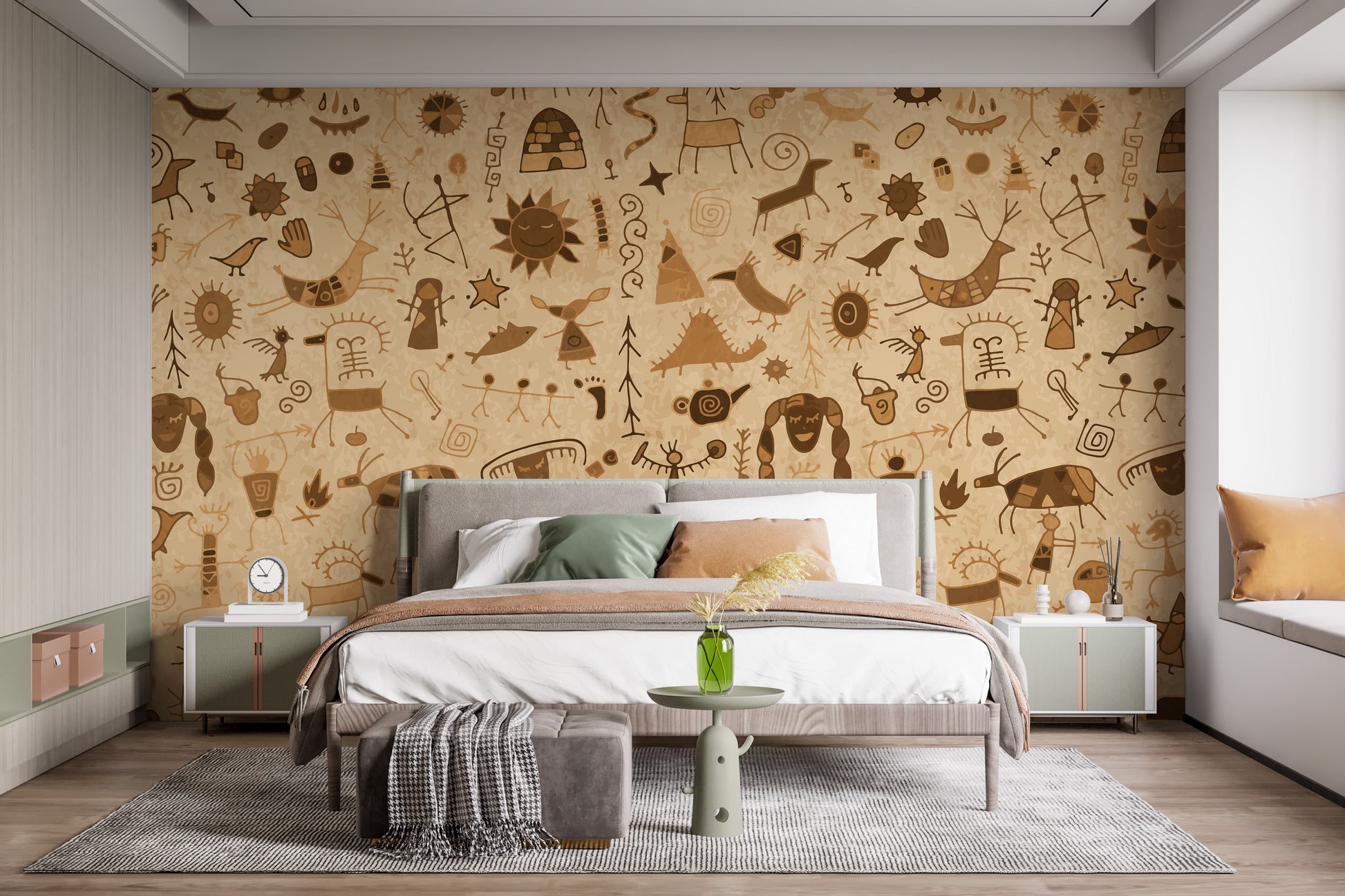 Old Warli Art Rock Painting Wallpaper Murals - Giffywalls