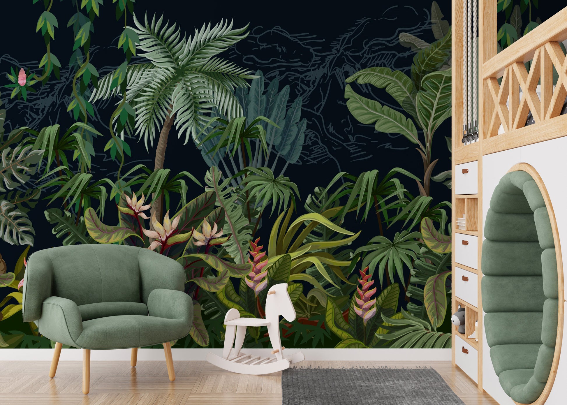 Lush tropical forest wallpaper mural for vibrant walls
