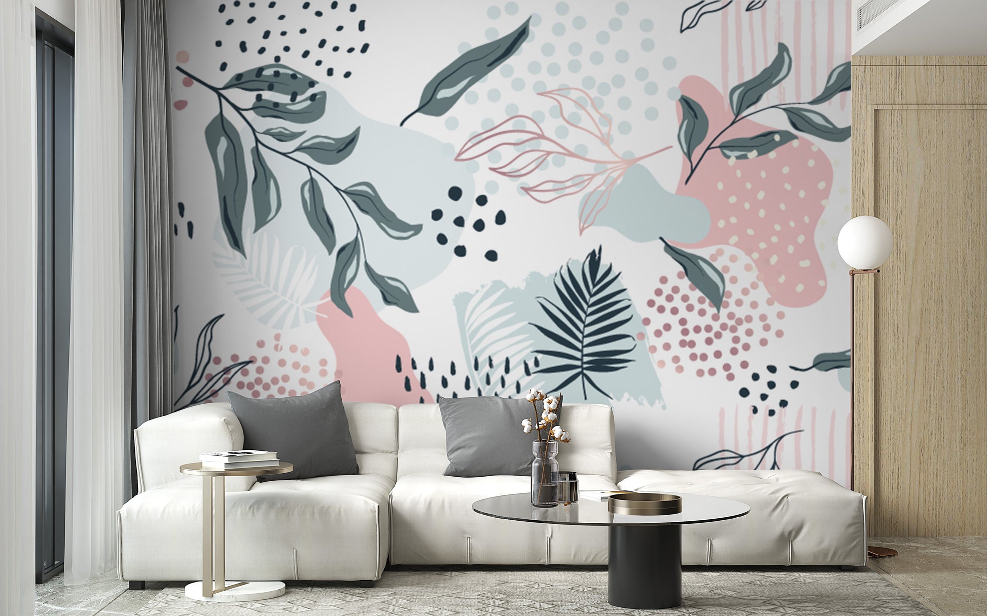 Artistic leaf design wallpaper mural for home
