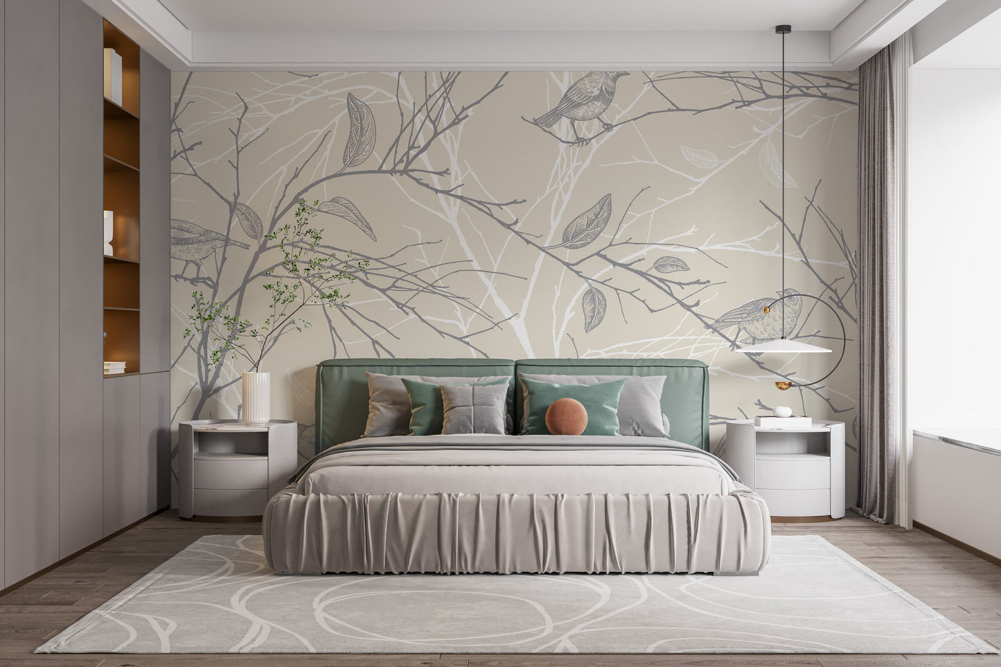 Spring Floral with Gray Birds Wallpaper - Giffywalls