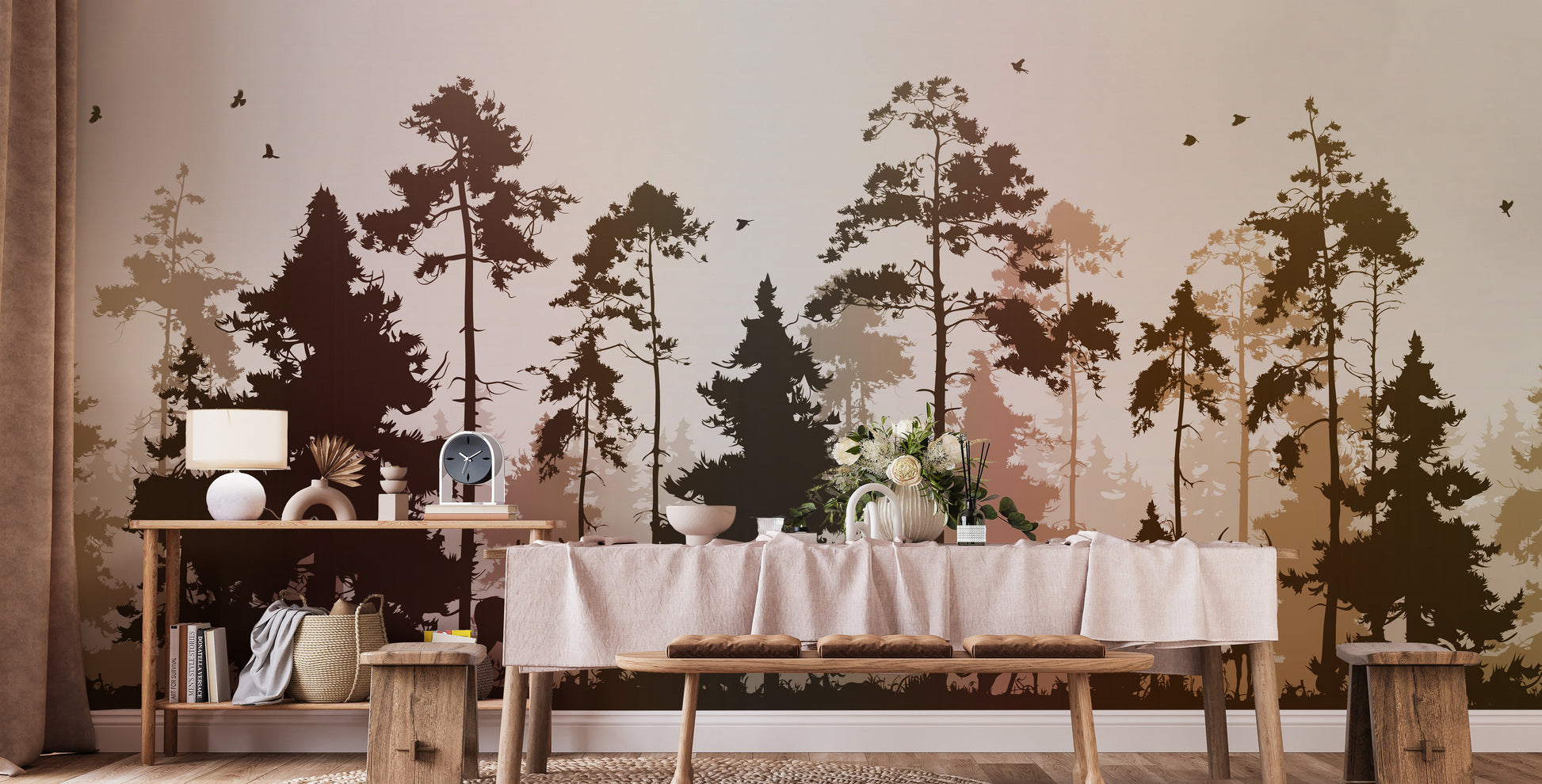 Autumn Dark Silhouette Forest with Deer Wallpaper - Giffywalls