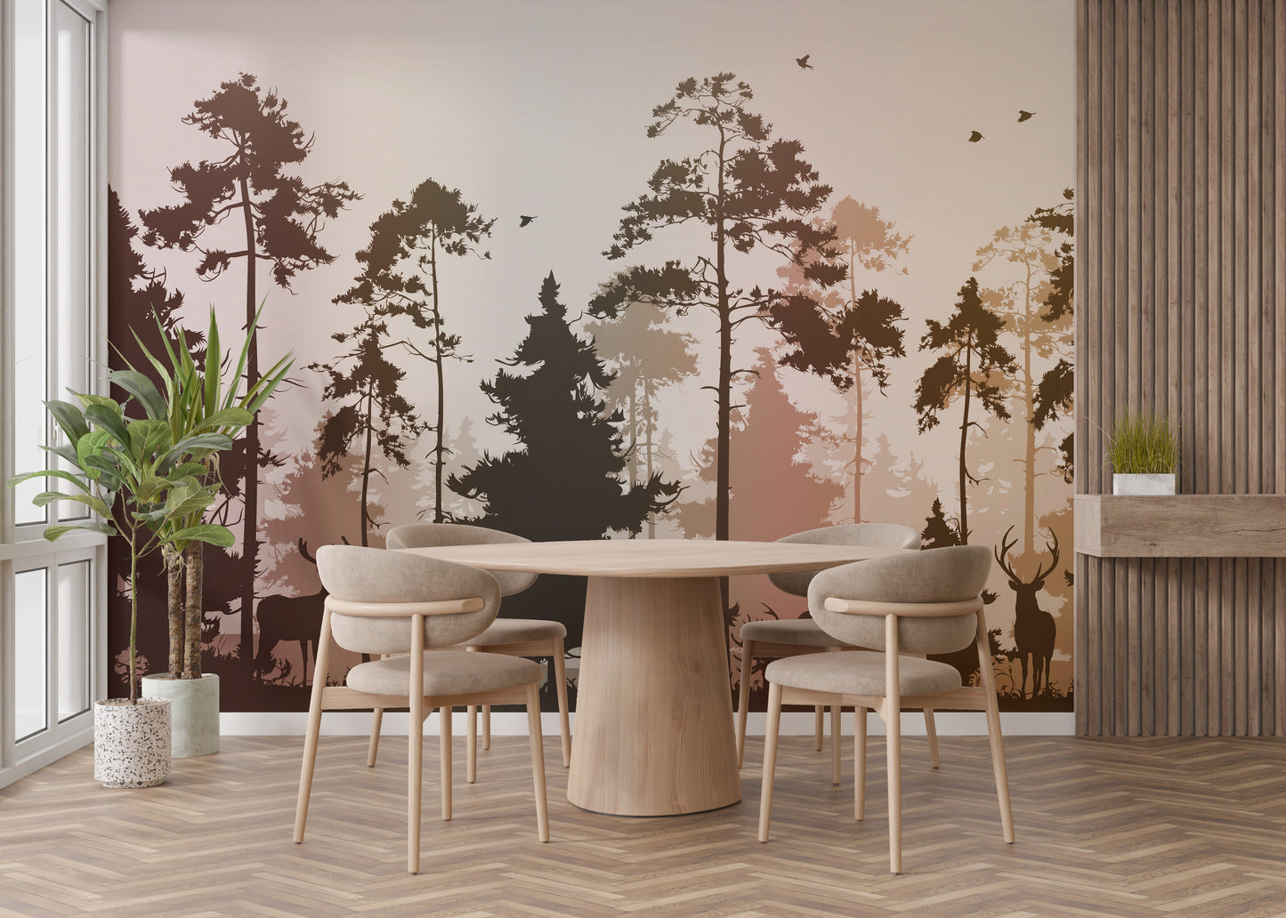 Autumn Dark Silhouette Forest with Deer Wallpaper - Giffywalls