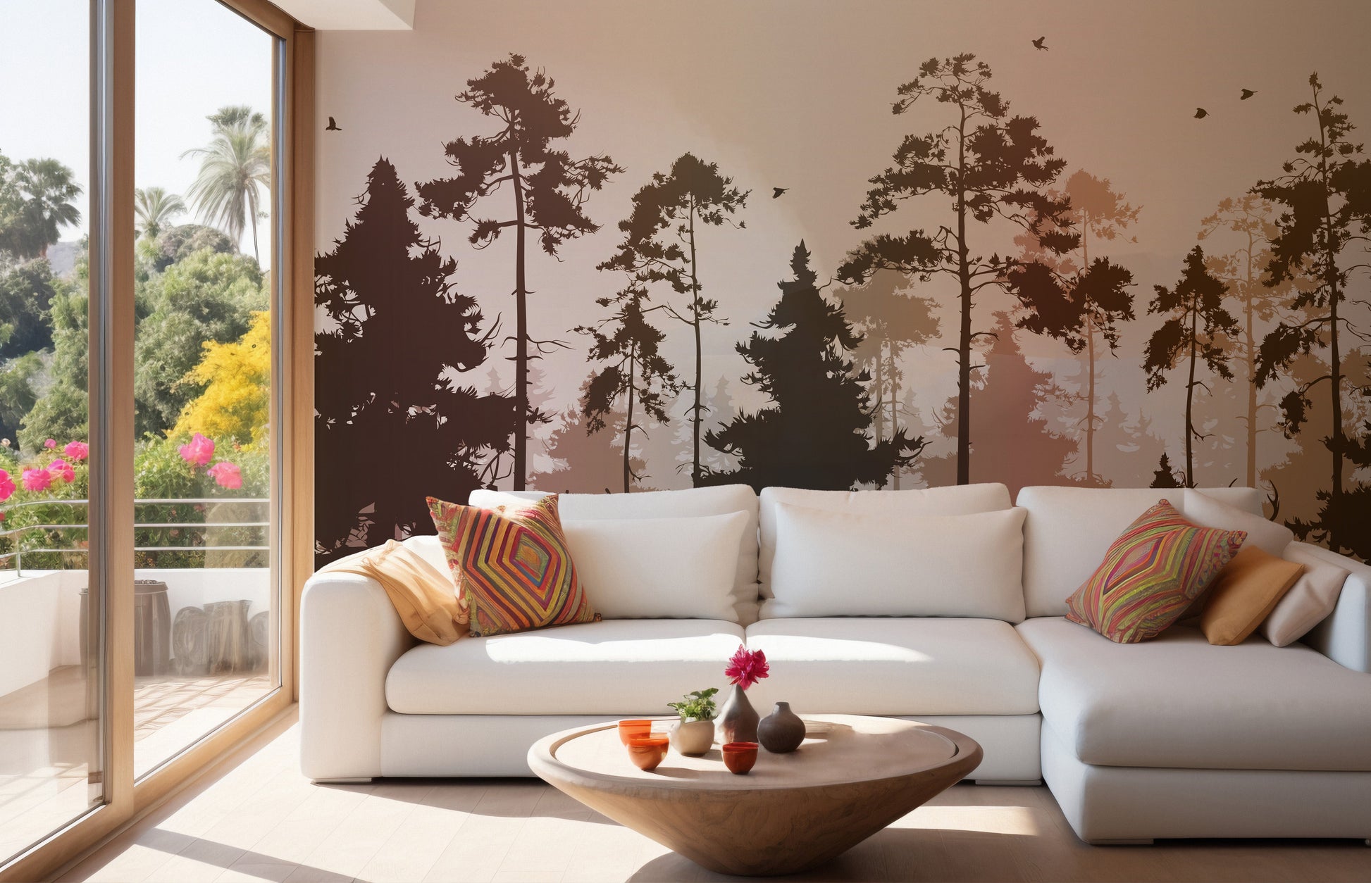 Autumn forest mural perfect for cozy interiors
