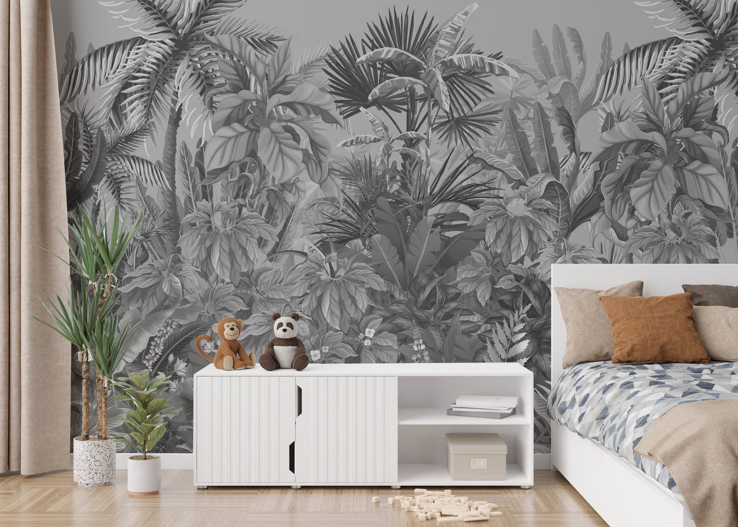 Illustrated Plant Life Wallpaper Mural - Giffywalls