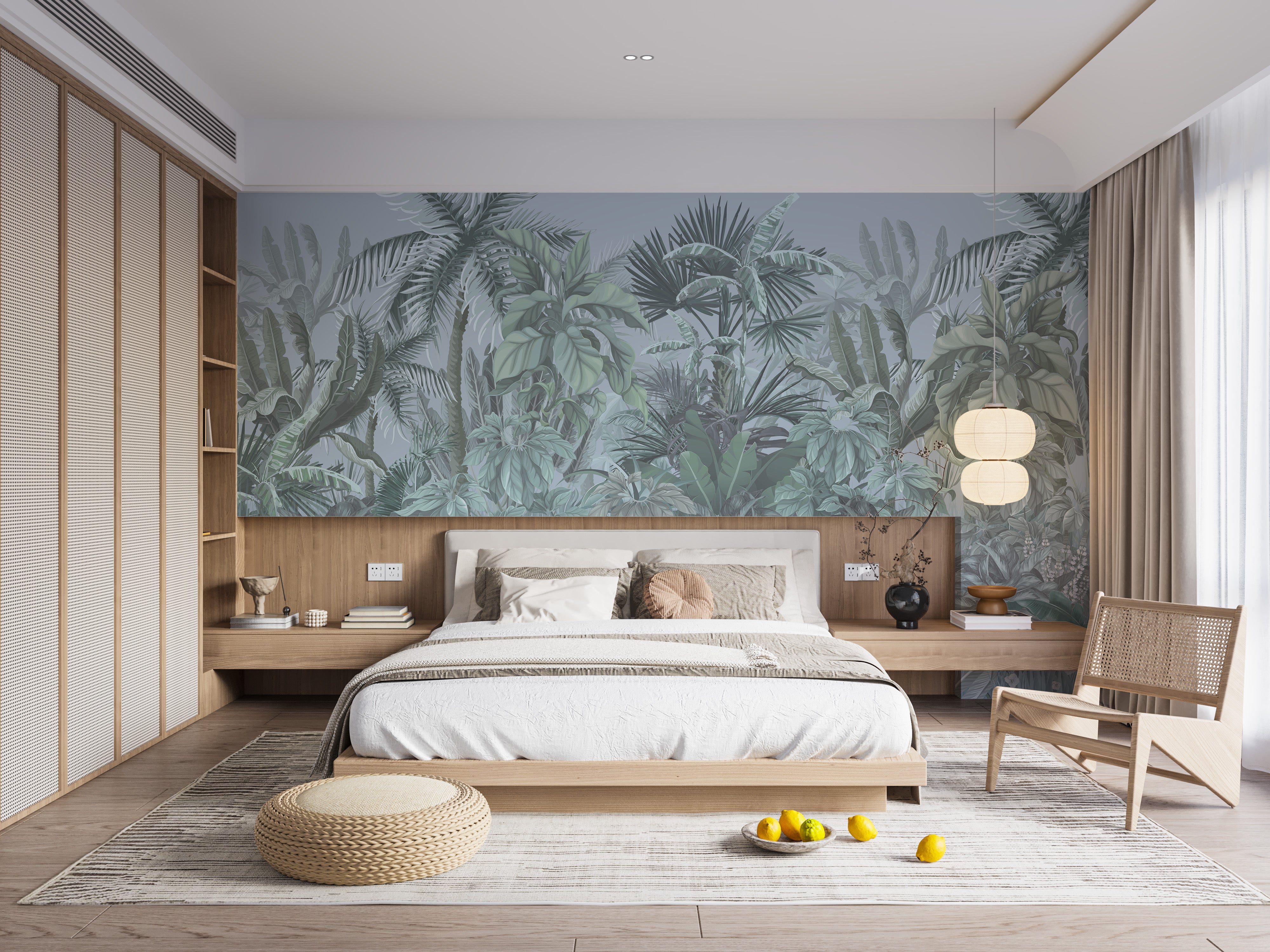 Green Tropical Leaf Forest Wallpaper Mural - Giffywalls