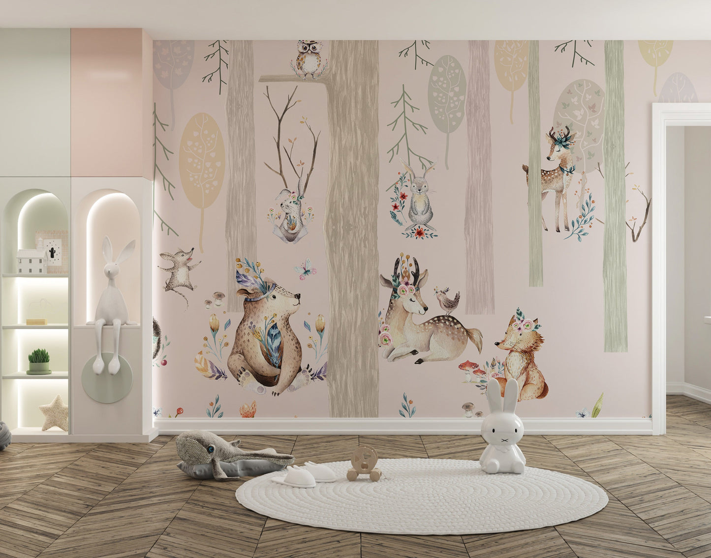 Forest-themed mural for children’s bedrooms
