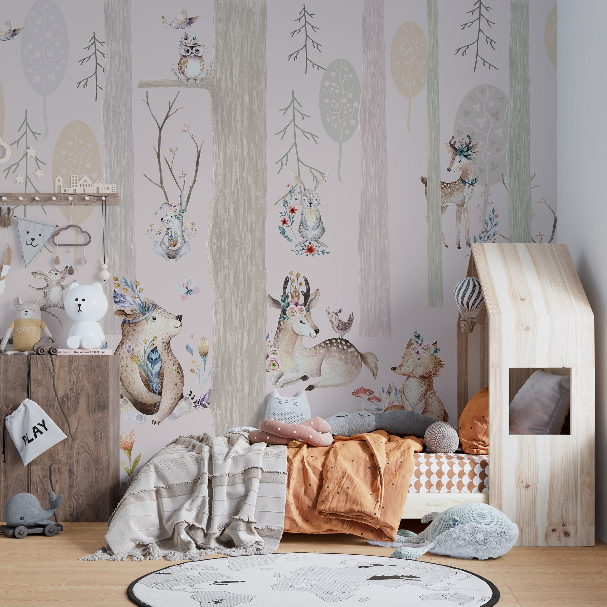 Magical forest mural for kids room walls
