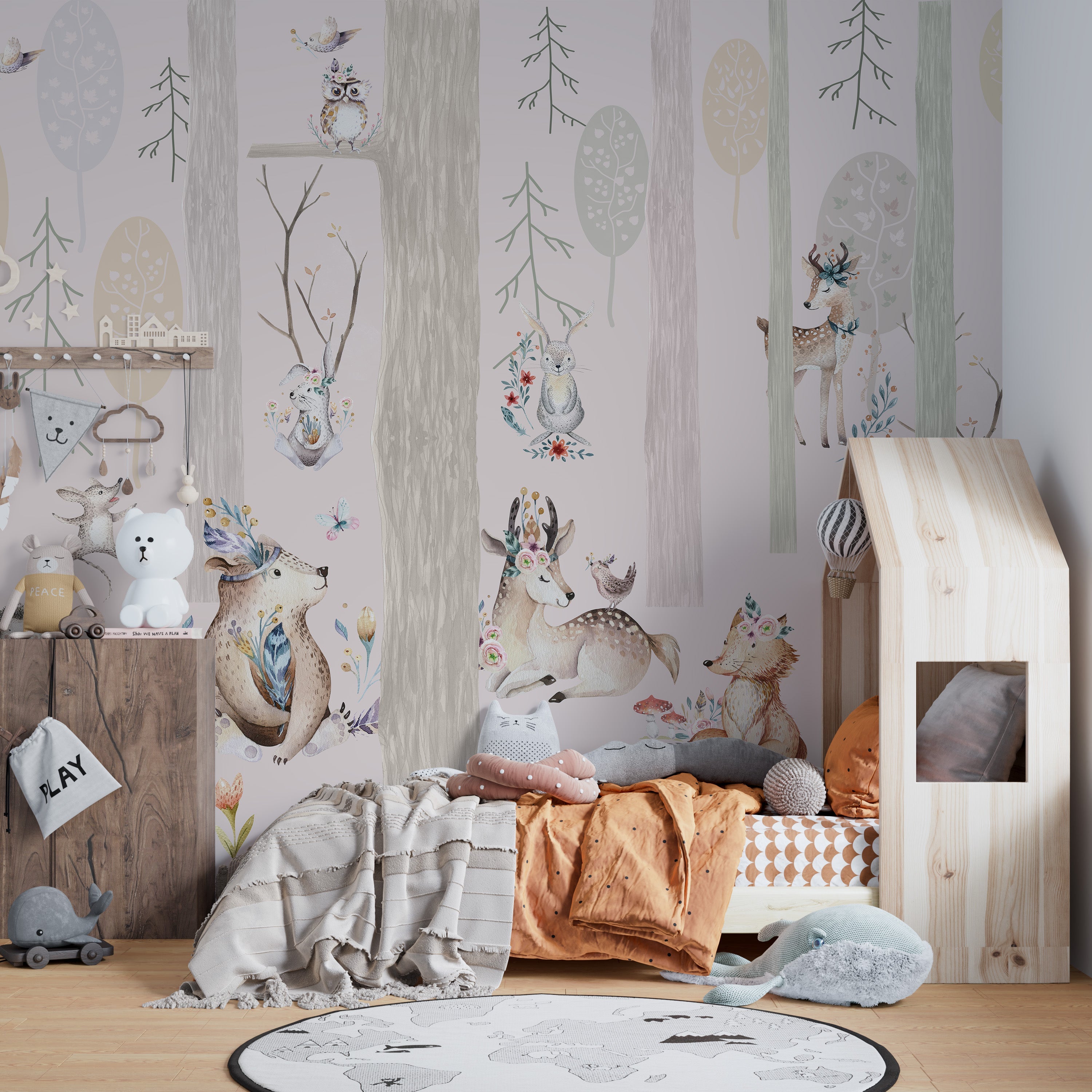 Magical forest mural for kids room walls
