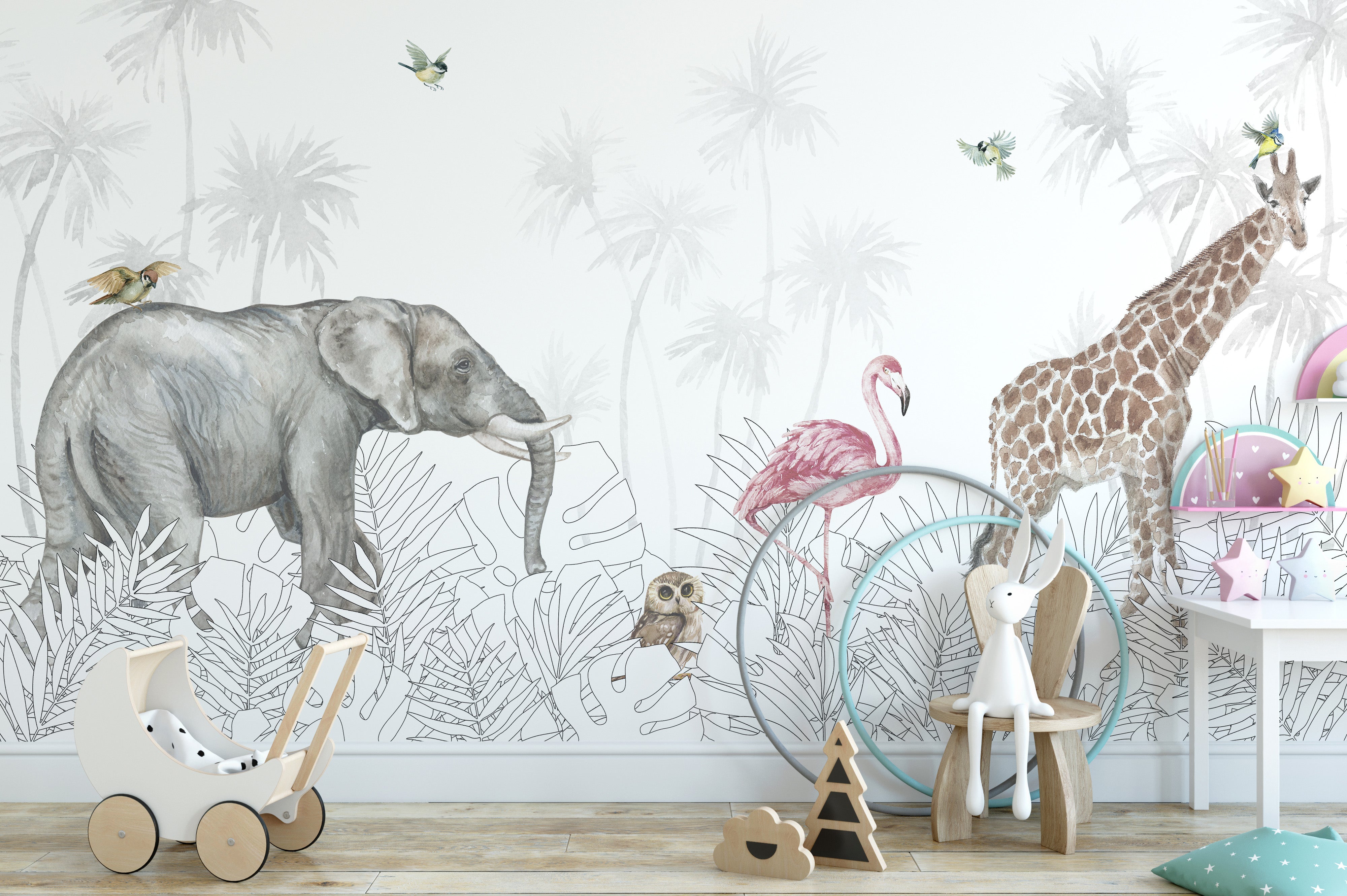 Feral Fauna Woods Wallpaper Mural - Giffywalls