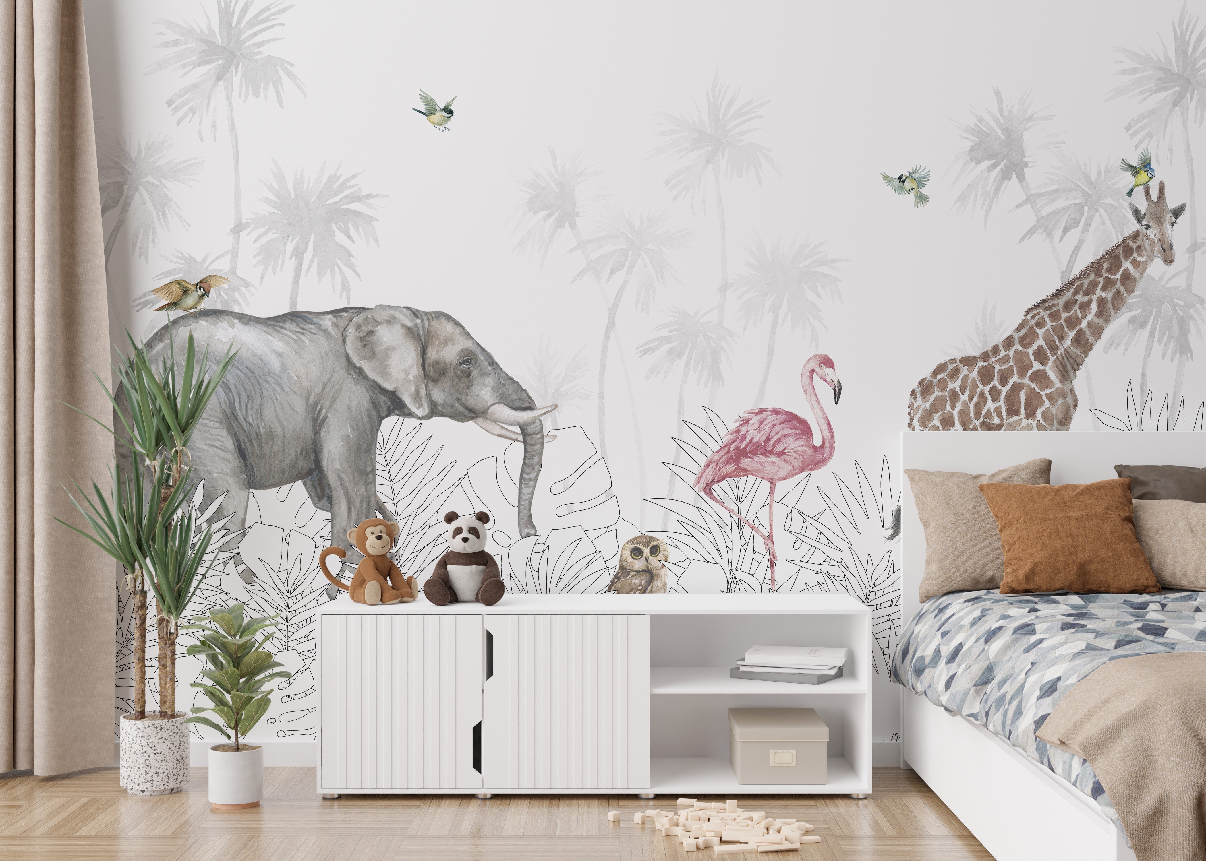 Woodland animals wallpaper for nursery decor
