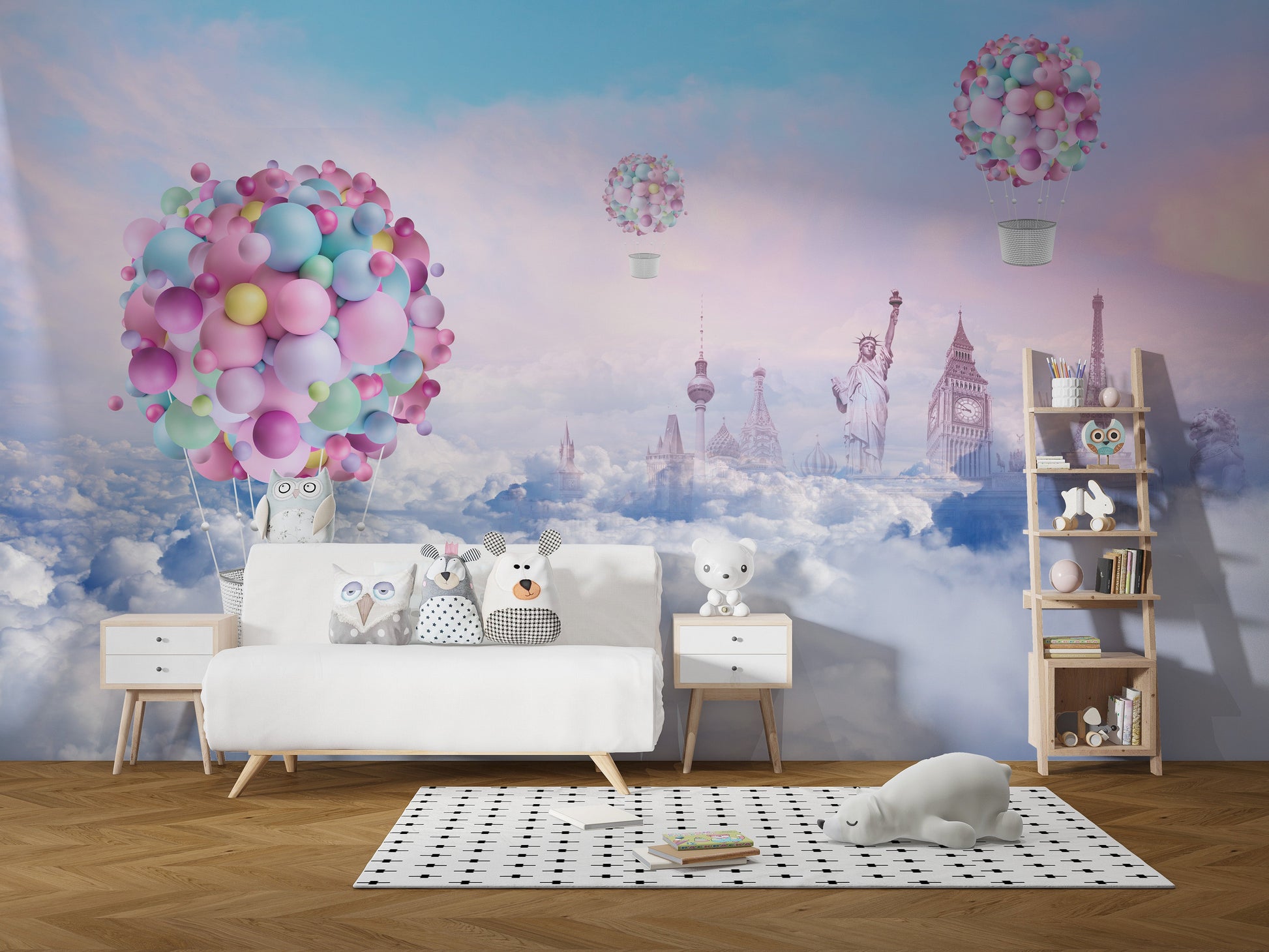 Colorful Fire Balloons Textured Wallpaper Mural - Giffywalls