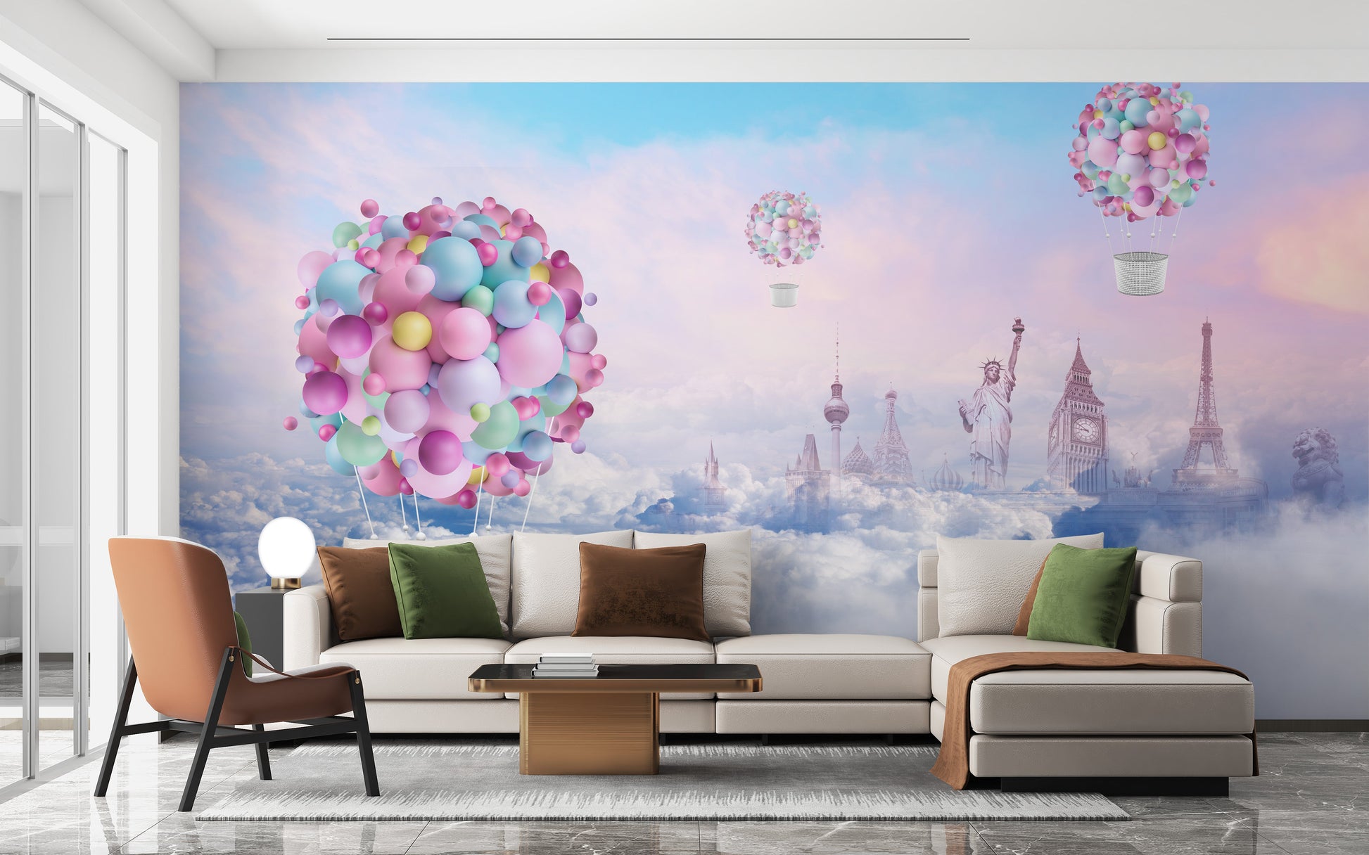 Colorful Fire Balloons Textured Wallpaper Mural - Giffywalls