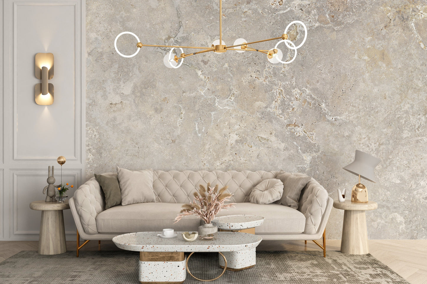 Ivory Color Marble Textured Wallpaper Mural - Giffywalls