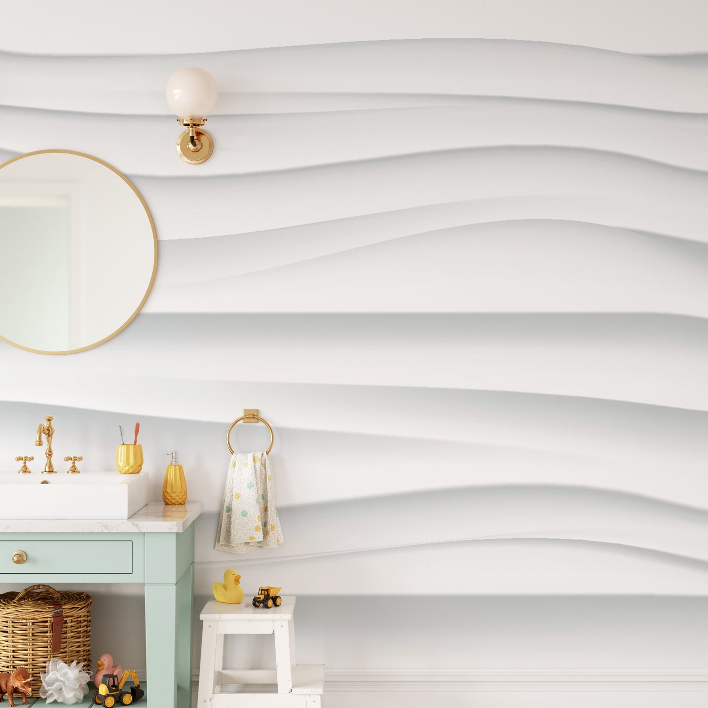 Tranquil wave motif wallpaper for serenity
