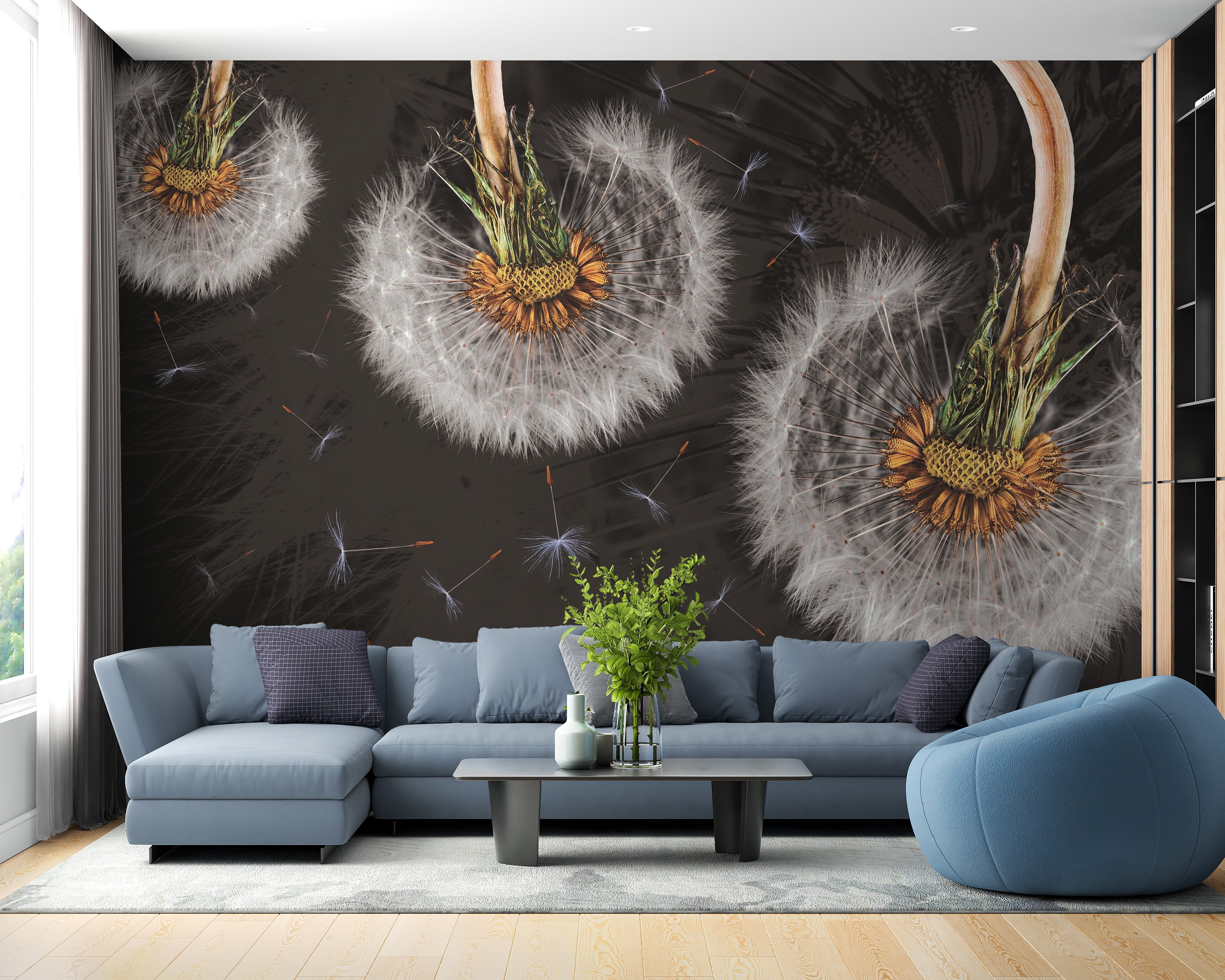 Hanging Dandelion Flower Wallpaper Mural - Giffywalls