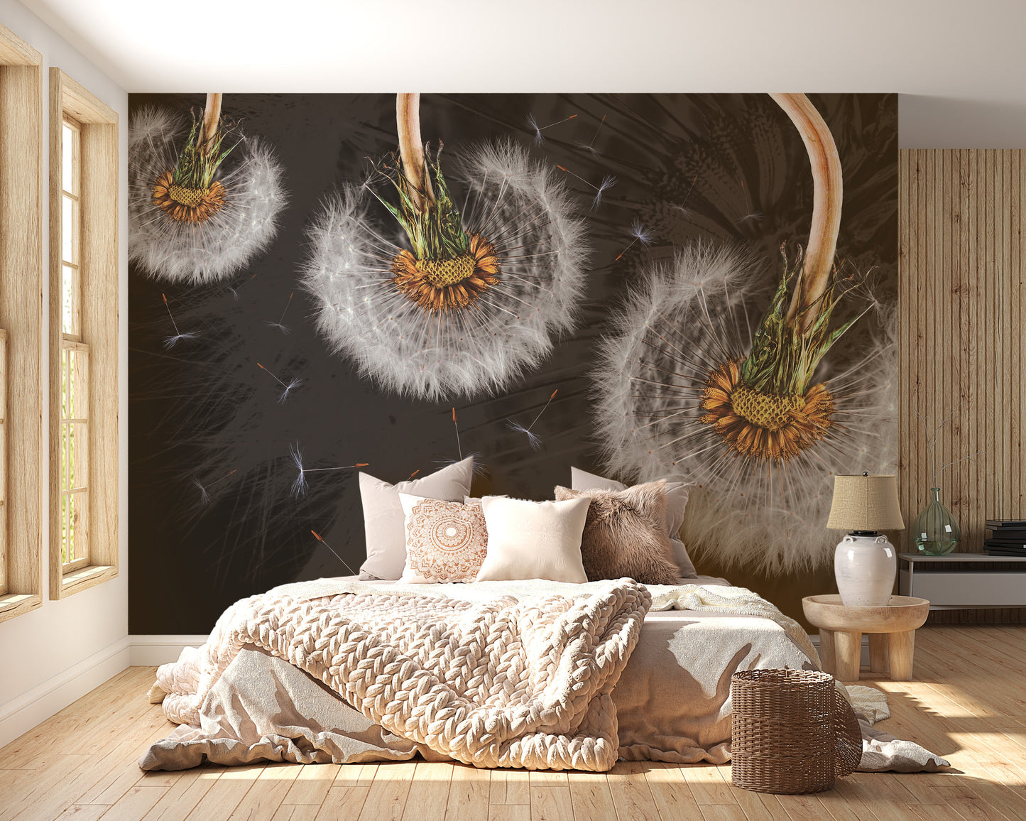 Hanging Dandelion Flower Wallpaper Mural - Giffywalls