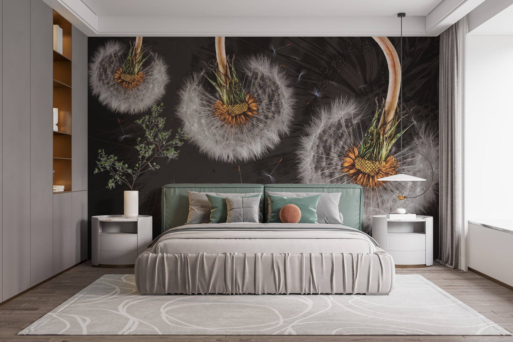 Hanging Dandelion Flower Wallpaper Mural - Giffywalls