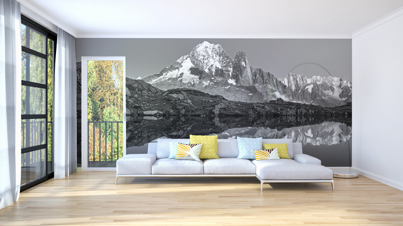 Black and White Landscape Mountain Wallpaper Mural