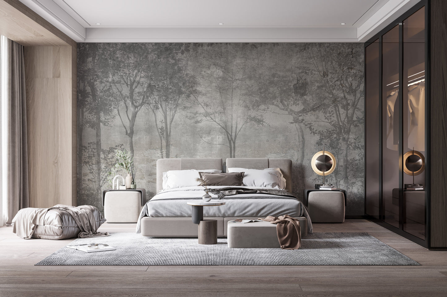 Forest Trees on Stone wallpaper for renters