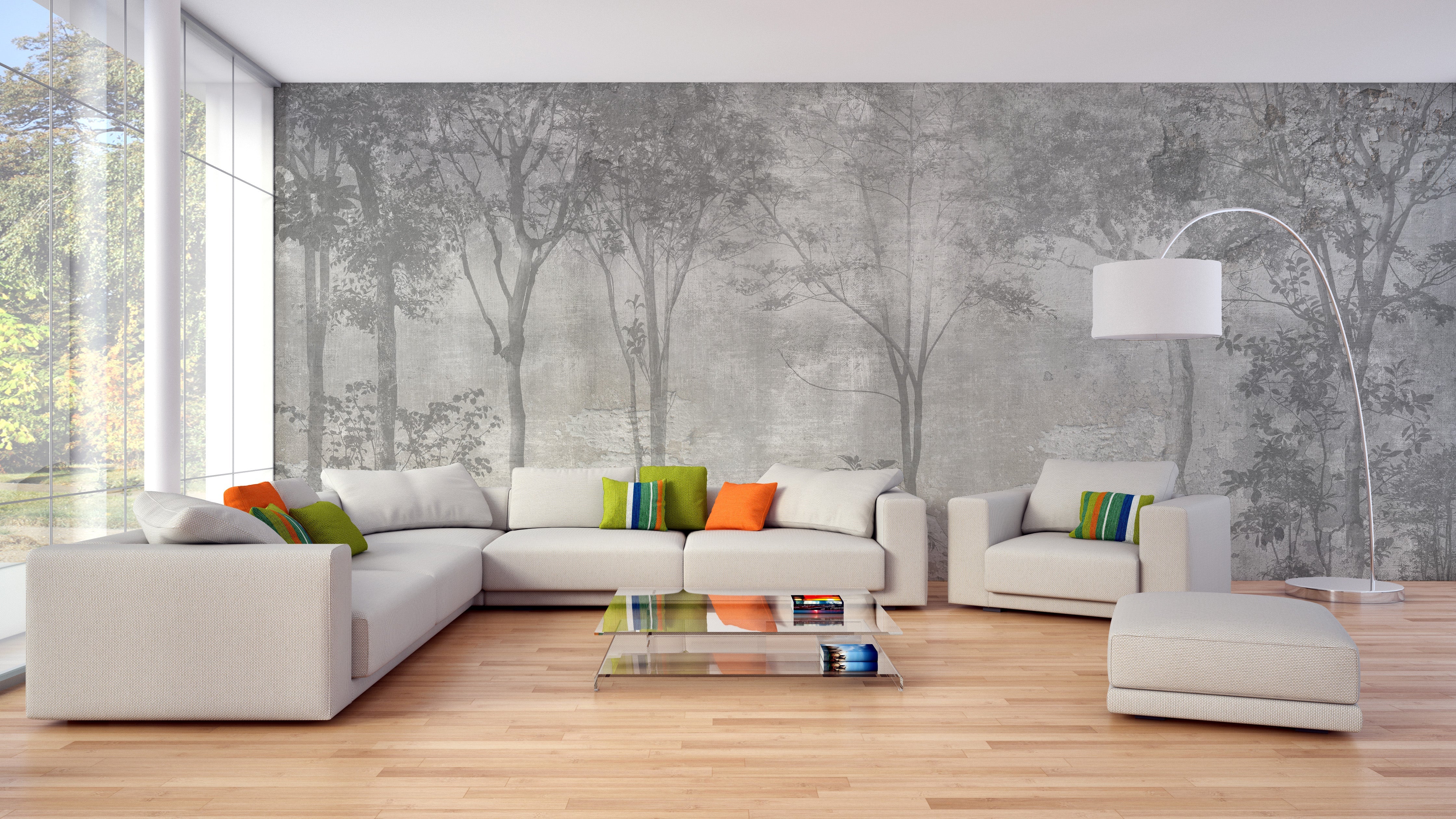 Forest Trees on Stone mural wallpaper