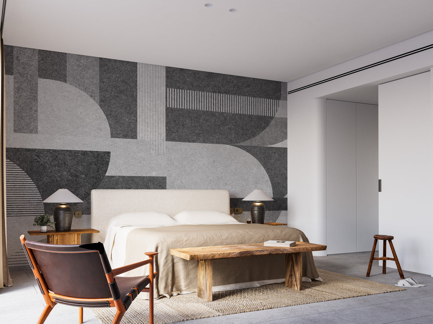 Geometric Gray Grunge wallpaper mural