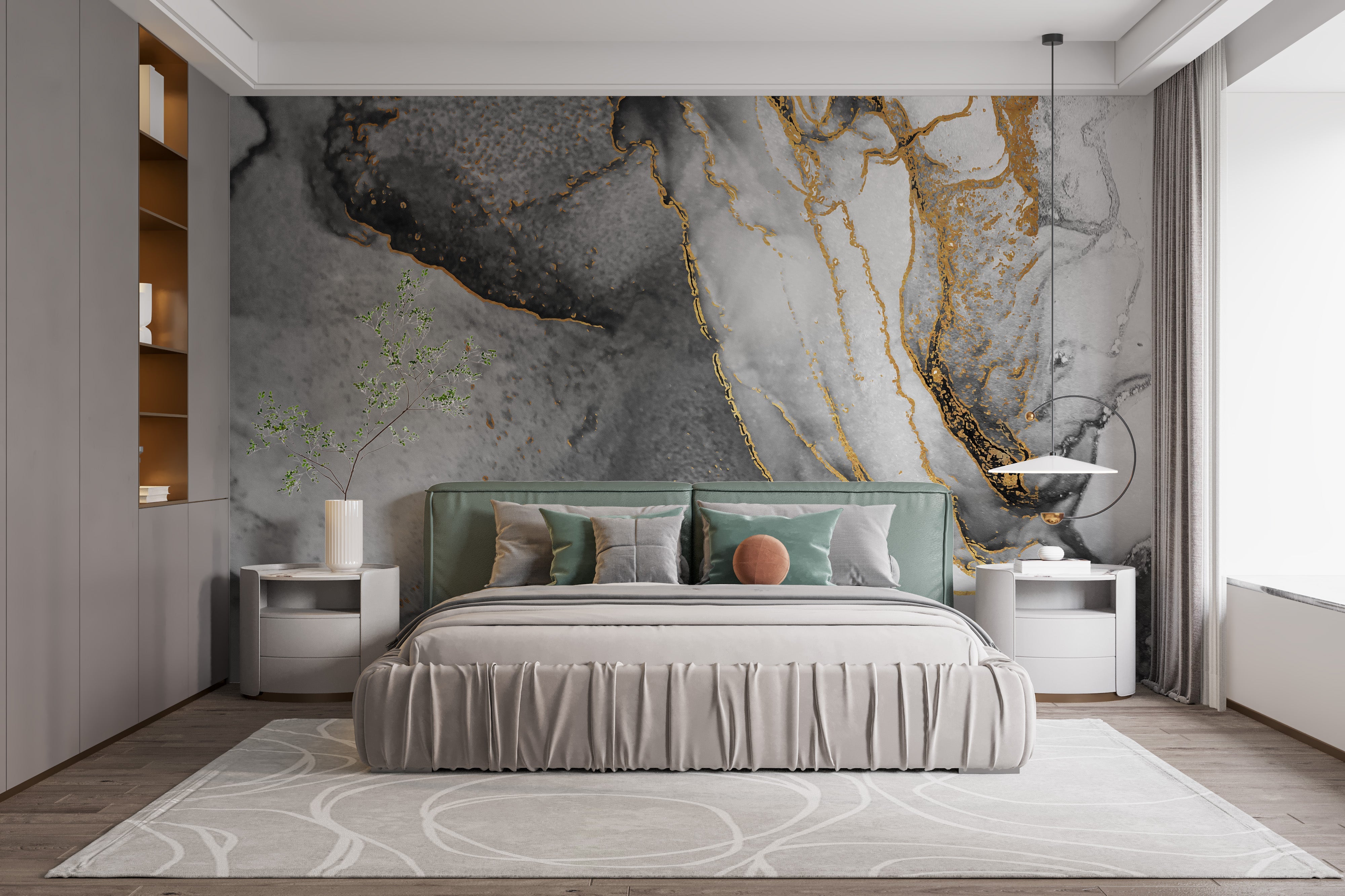 Black Gold Alcoholic Ink Wallpaper Mural - Giffywalls