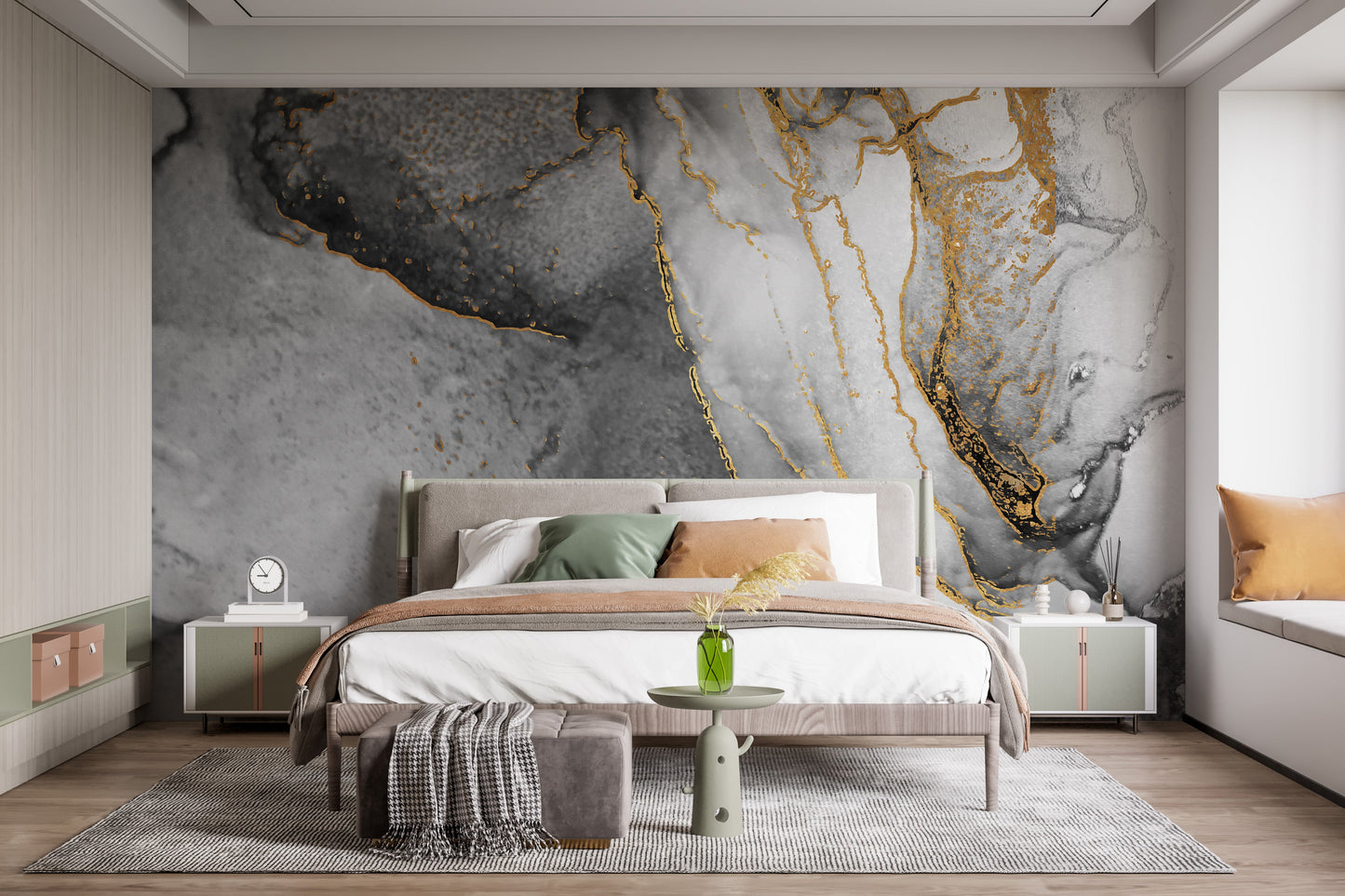 Black Gold Alcoholic Ink Wallpaper Mural - Giffywalls