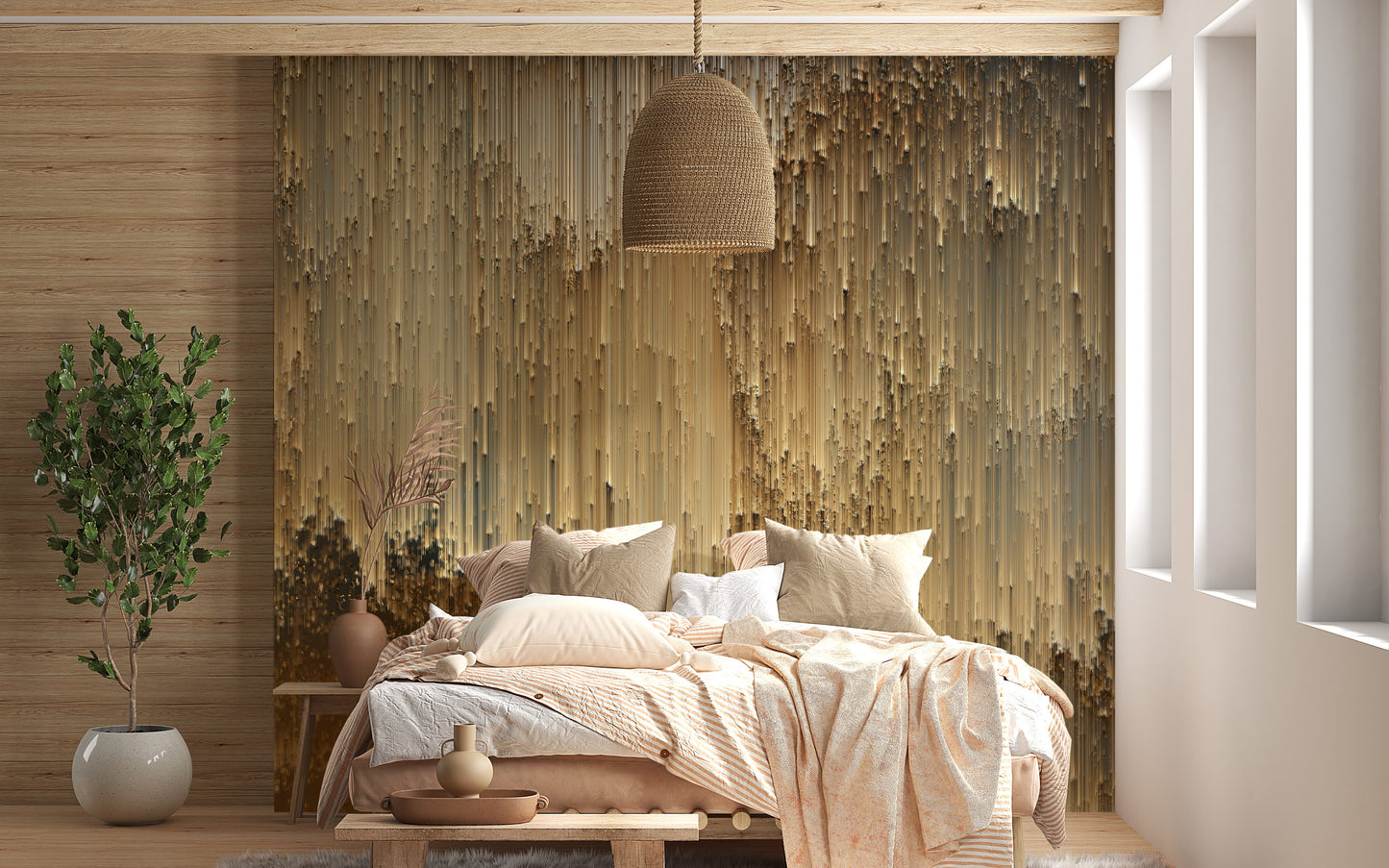 Gold Falling Light Pixels Wallpaper Murals - Giffywalls