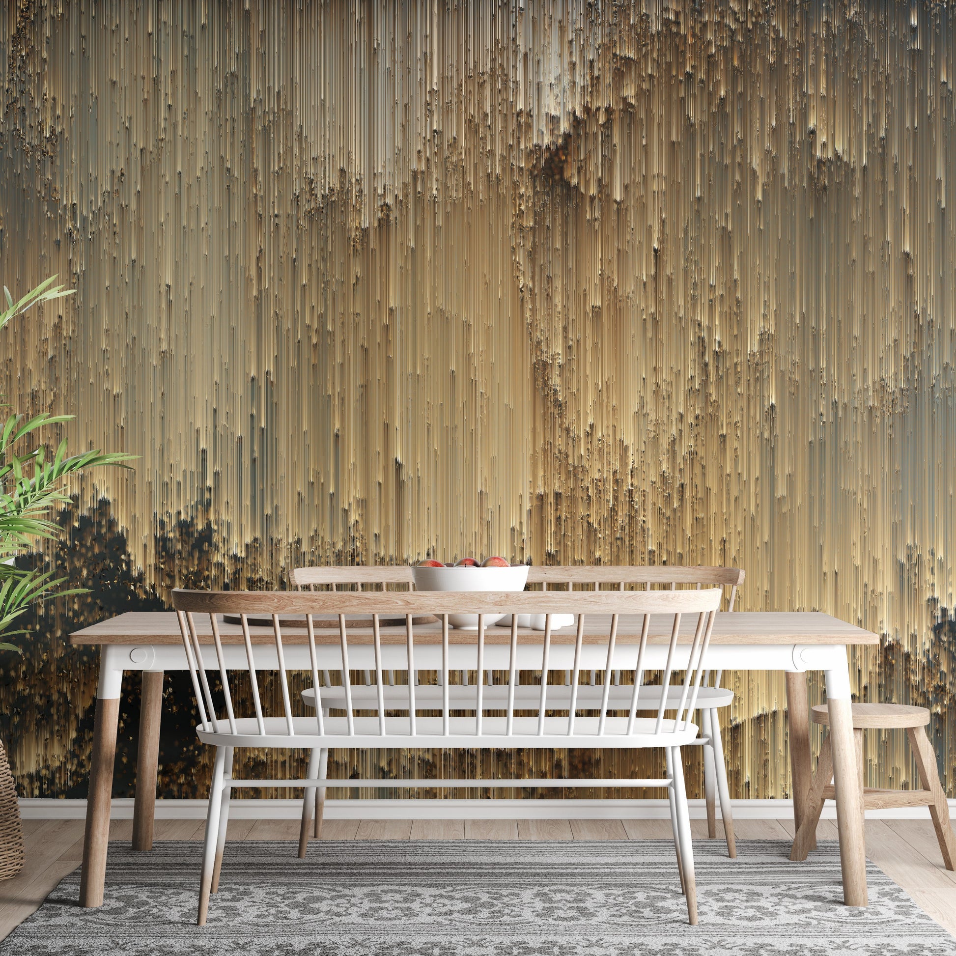 Gold Falling Light Pixels wallpaper for renters