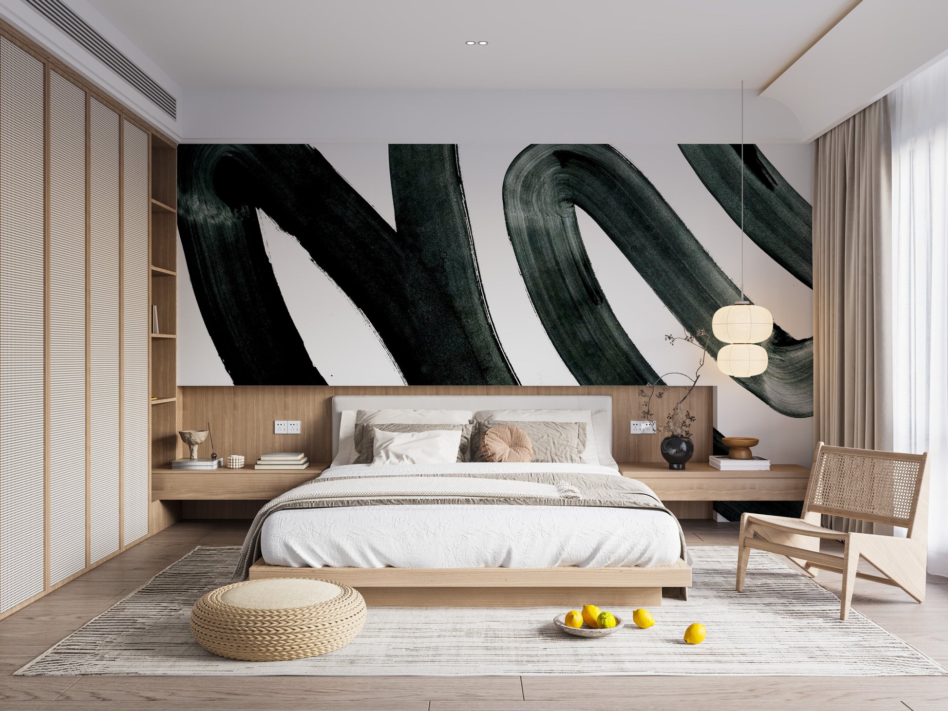 Black Brush Stroke Wallpaper Mural - Giffywalls