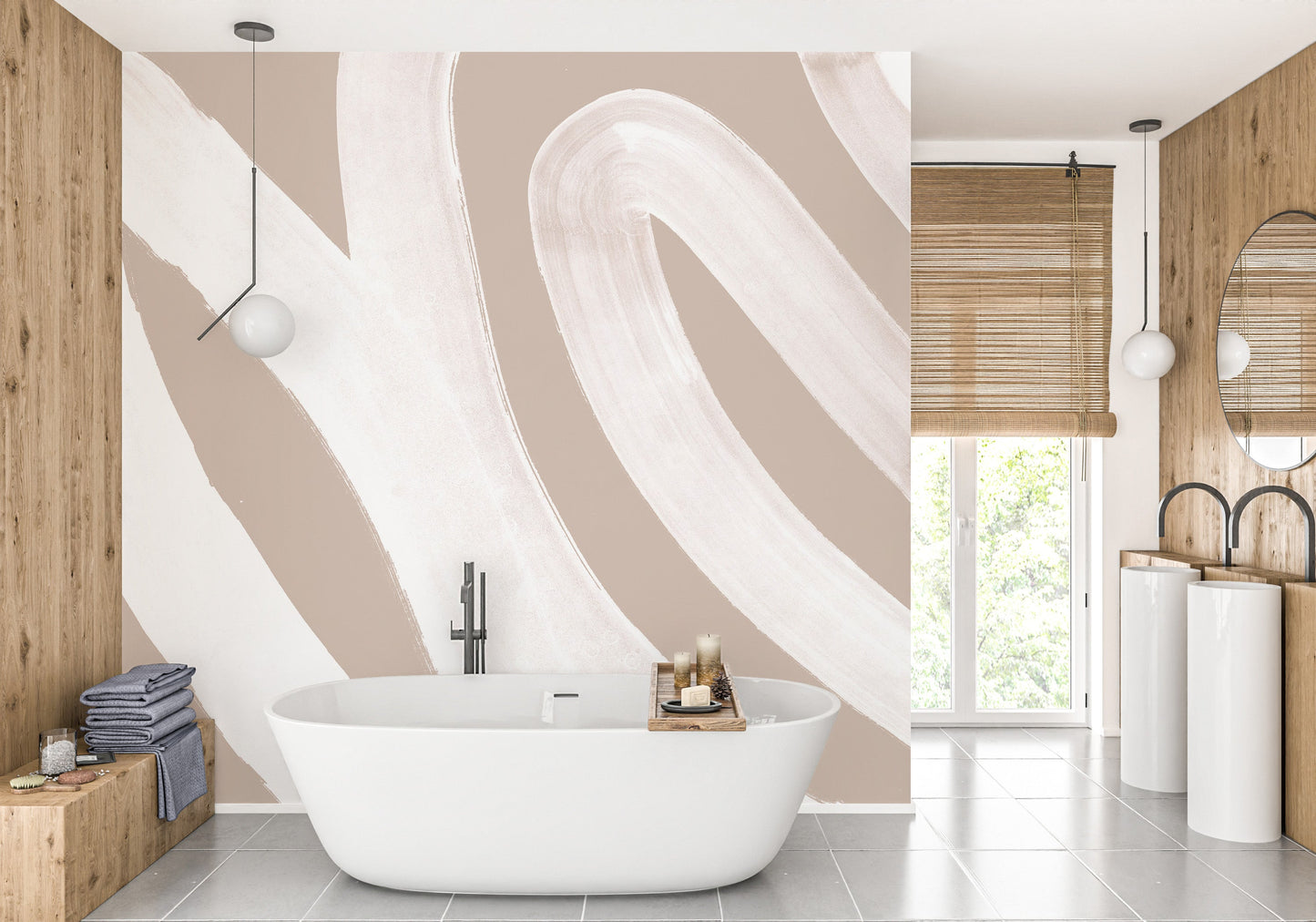 White Brush Stroke Wallpaper Mural - Giffywalls