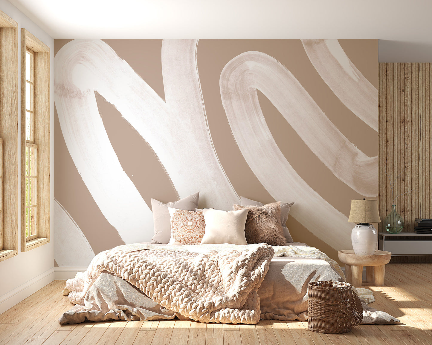 White Brush Stroke Wallpaper Mural - Giffywalls