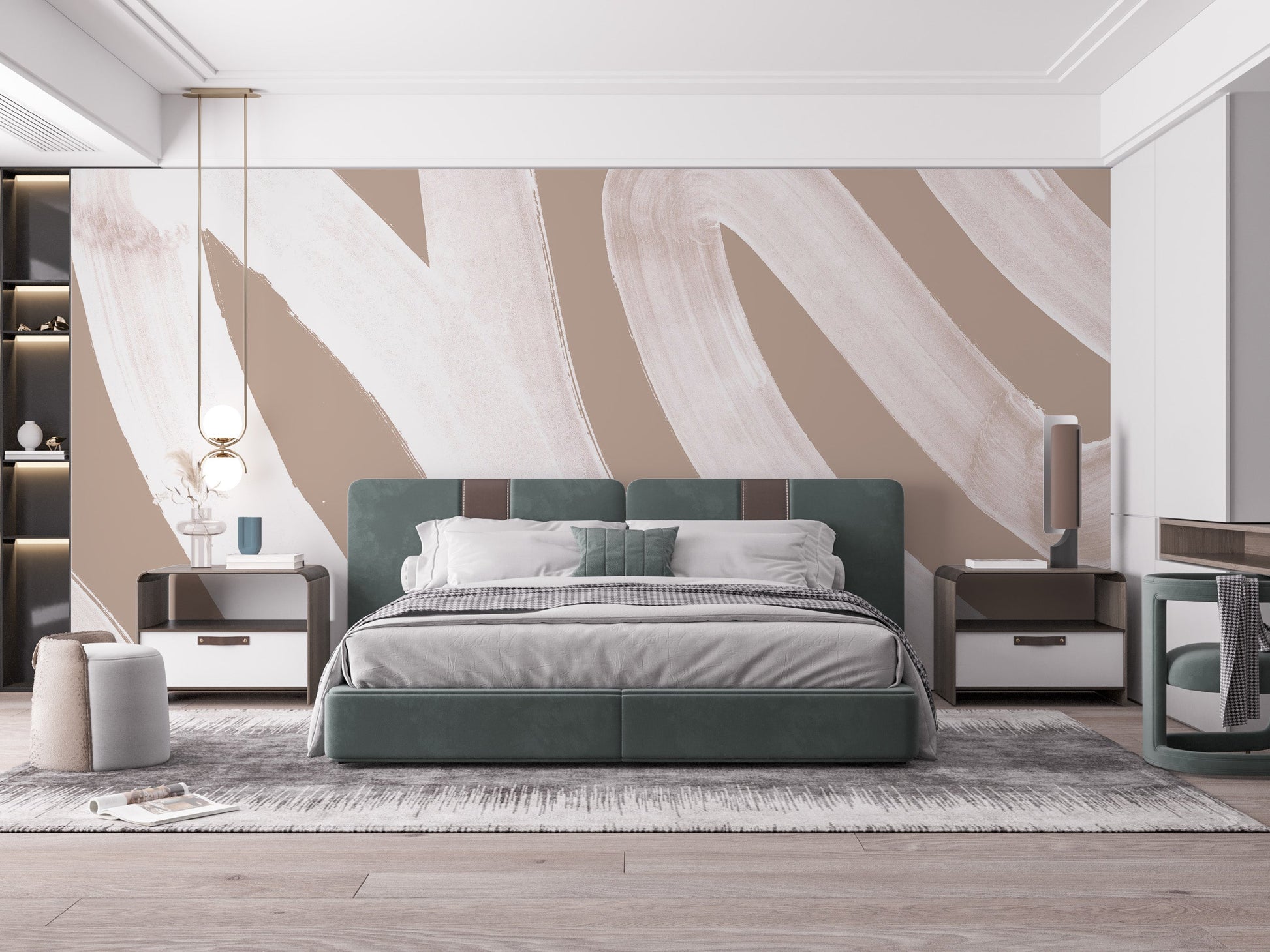 White Brush Stroke Wallpaper Mural - Giffywalls