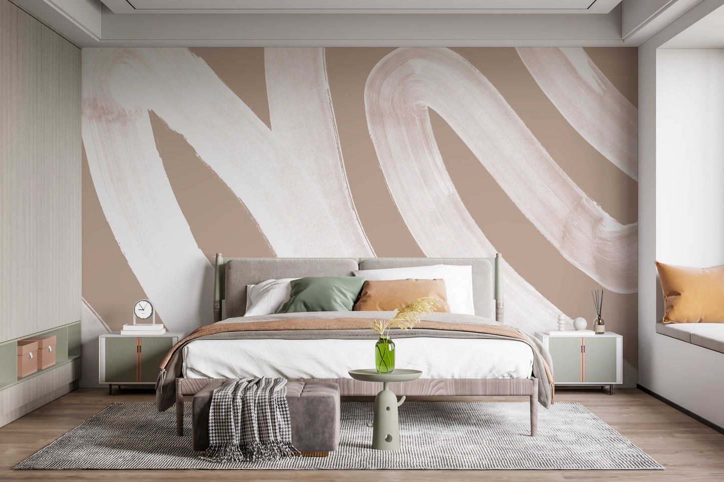 White Brush Stroke Wallpaper Mural - Giffywalls