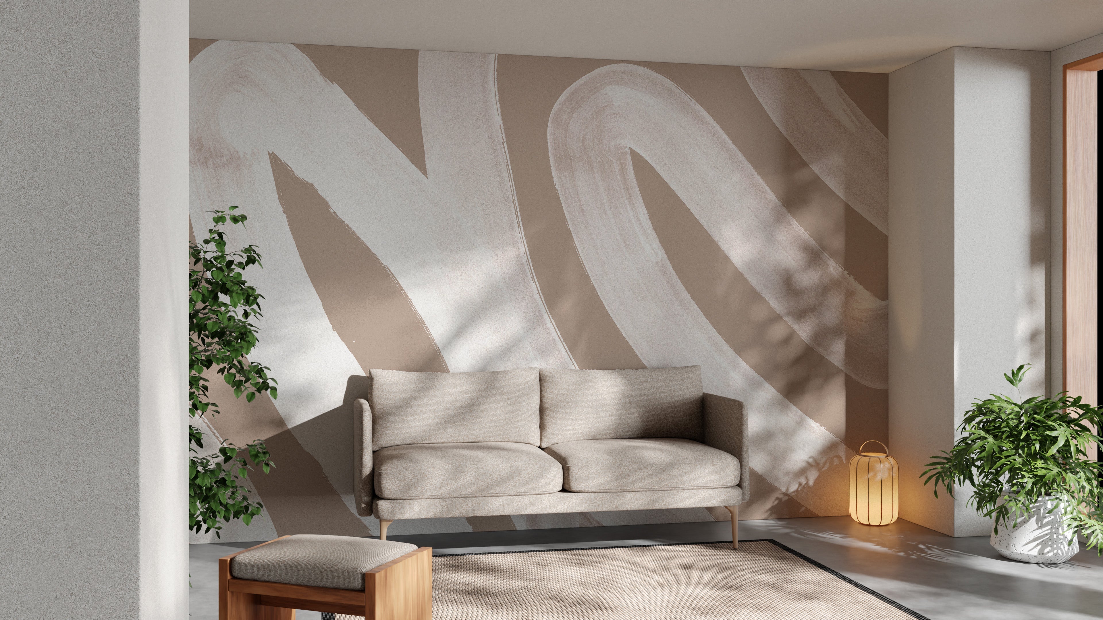 White Brush Stroke wallpaper mural