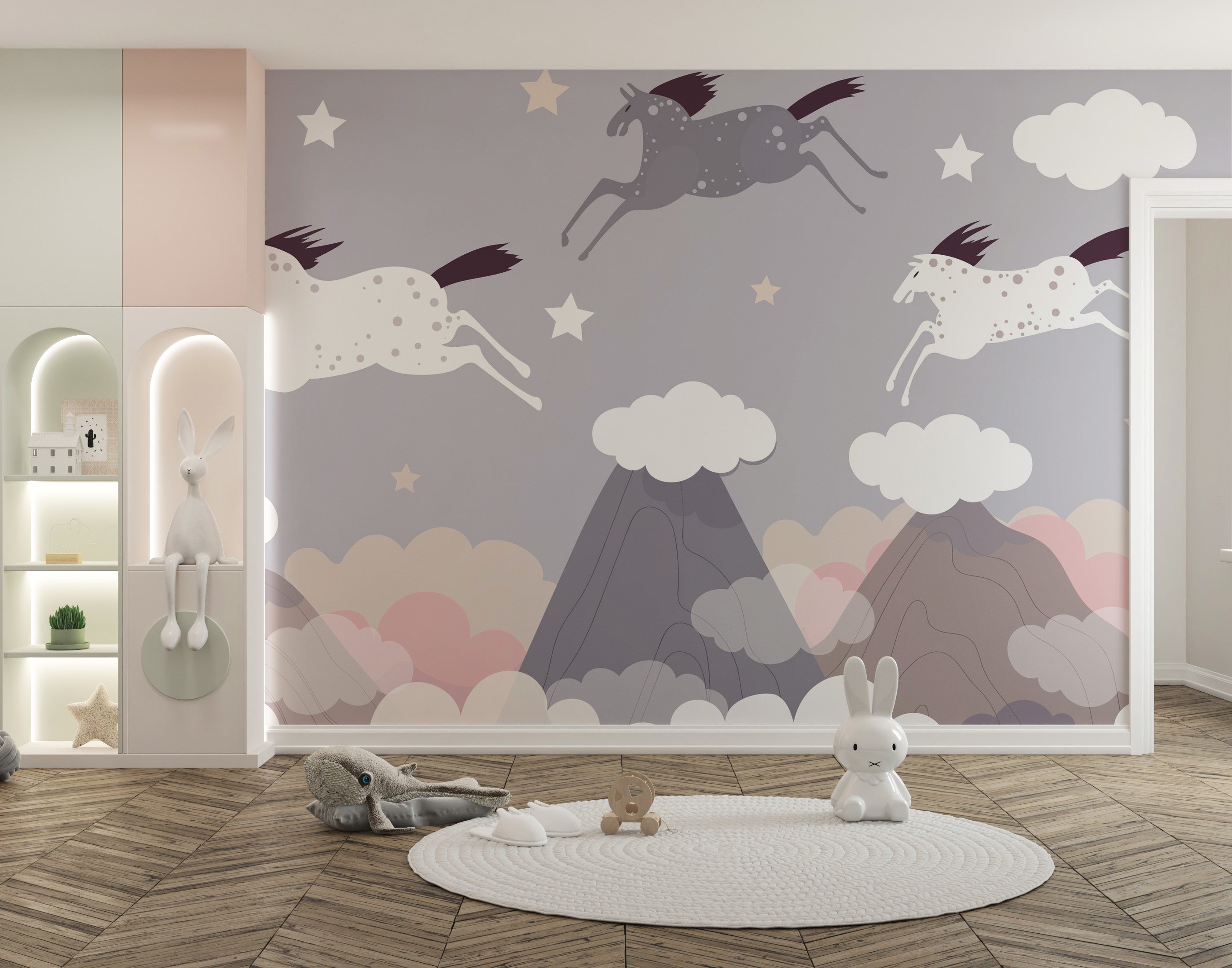 Clouds and Flying Horses Wallpaper Murals - Giffywalls